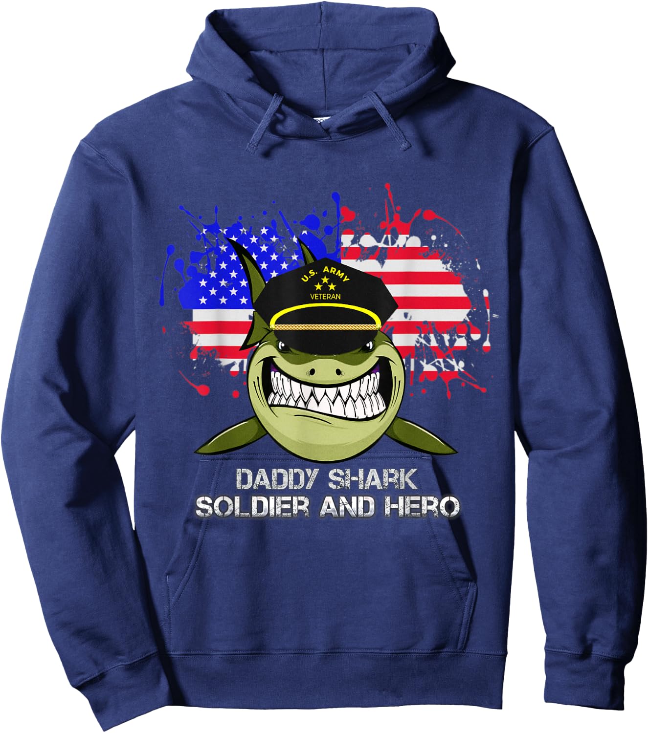Daddy Shark U.S. army veteran For 4th of July Hoodie - Hoodie | Navy