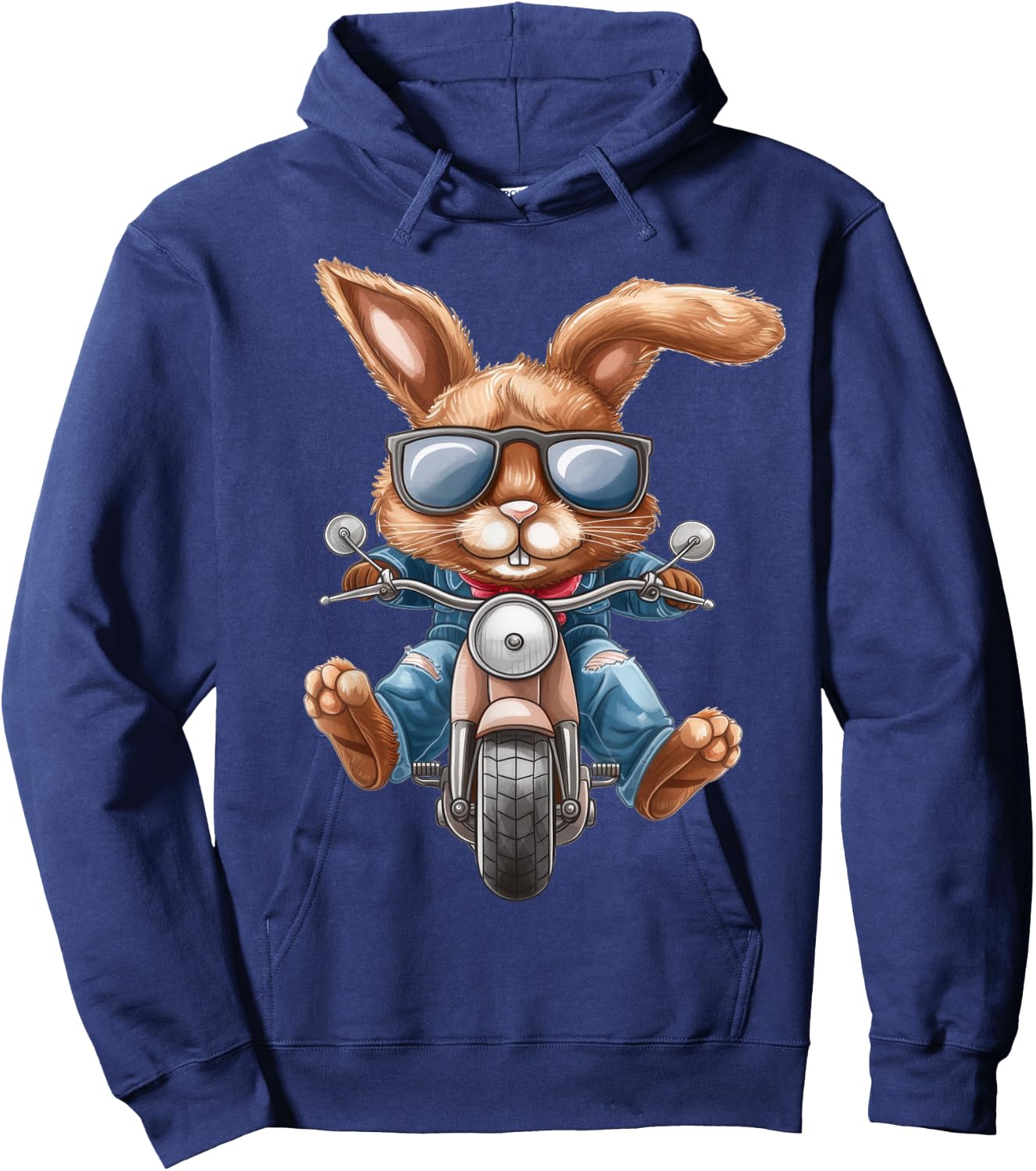 Osterhase Hase Motorrad Motorrad Biker Hoodie - Hoodie | Navy