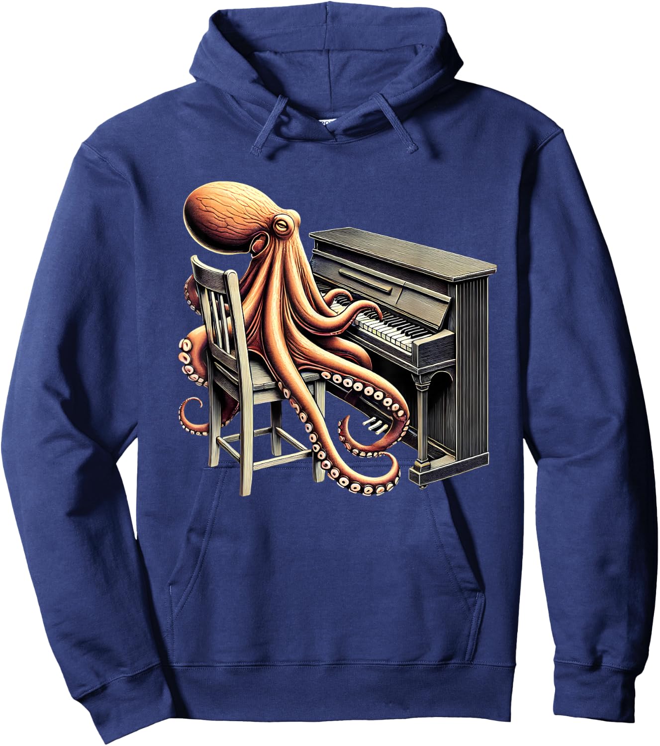 Vintage Octopus Playing Piano Pianist Piano Player Hoodie - Hoodie | Navy