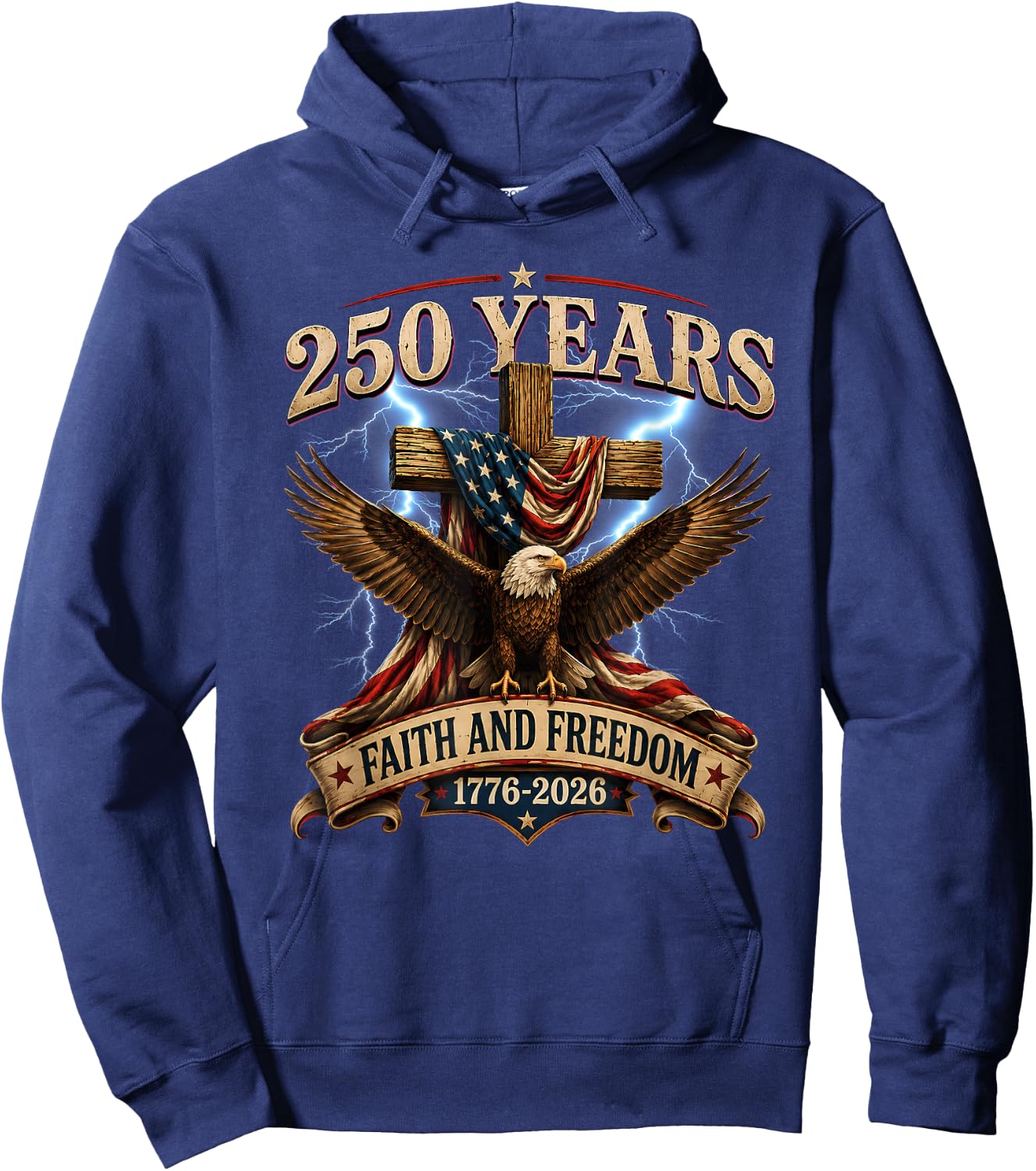 250 Years Faith and Freedom Christian USA 250th Anniversary Hoodie - Hoodie | Navy