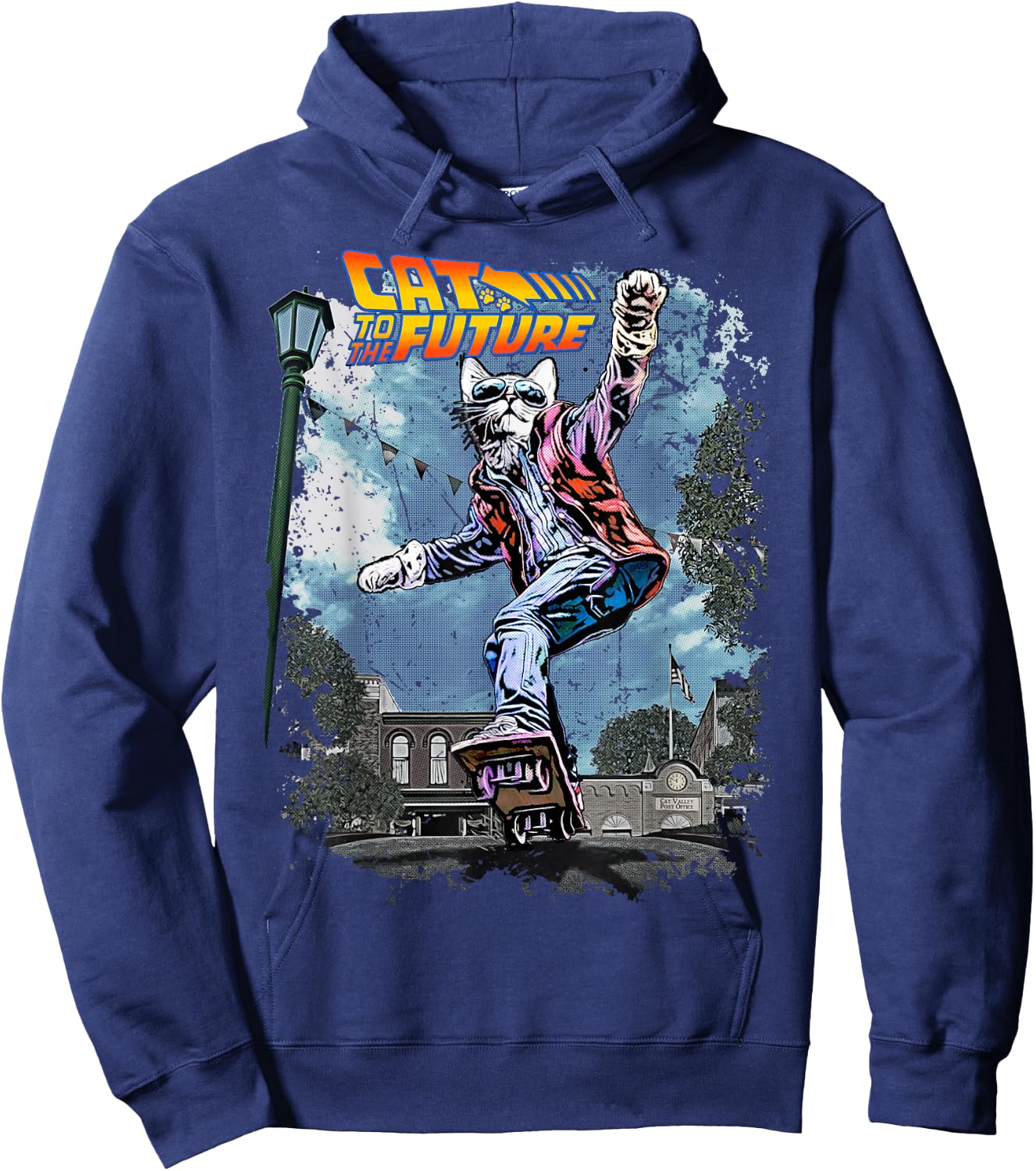 Vincent Hie Movie Parody Cat To The Future Pet Lovers X Back Hoodie - Hoodie | Navy