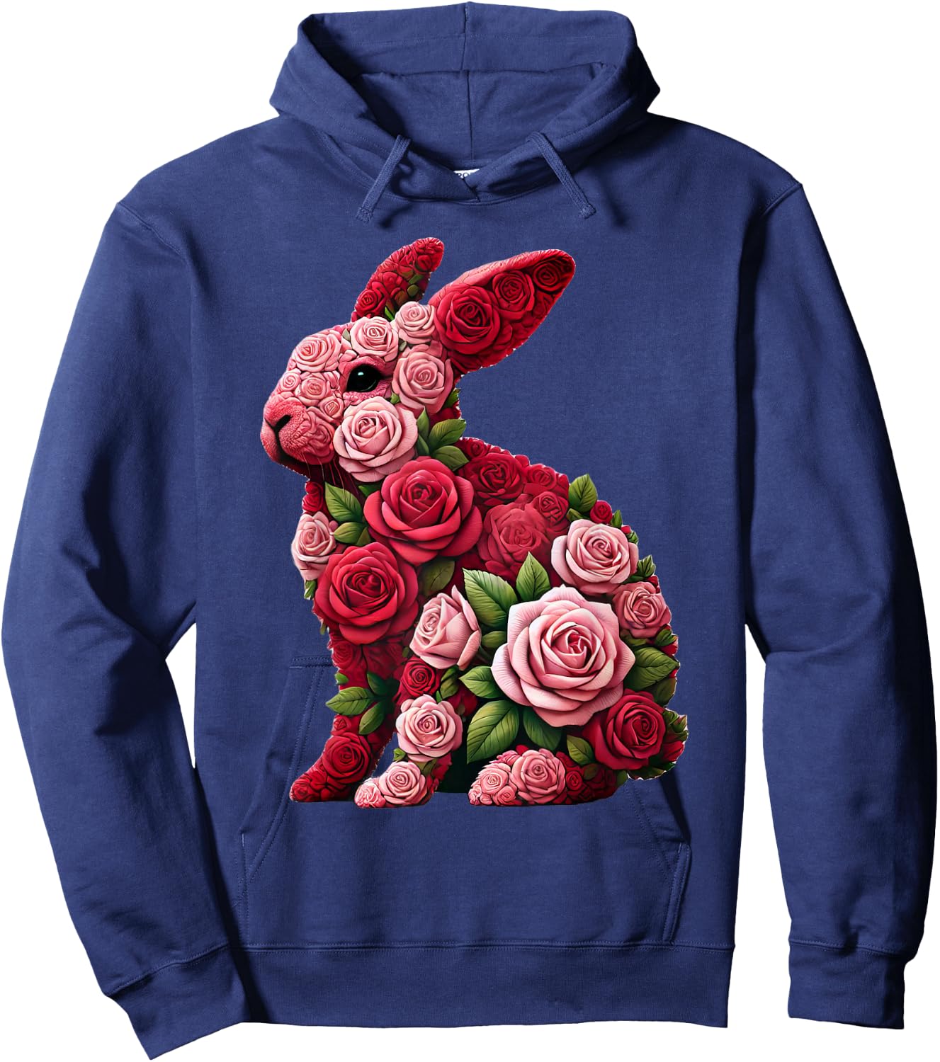 Rose Rabbit Bunny Flower Gardening Floral Hoodie - Hoodie | Navy