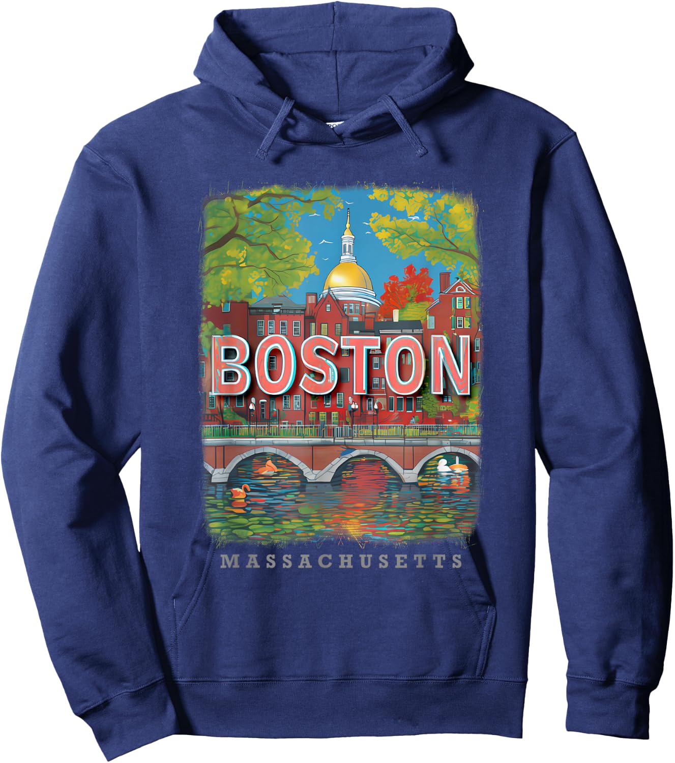 Boston Massachusetts MA Historic Beacon SD984 Hoodie - Hoodie | Navy