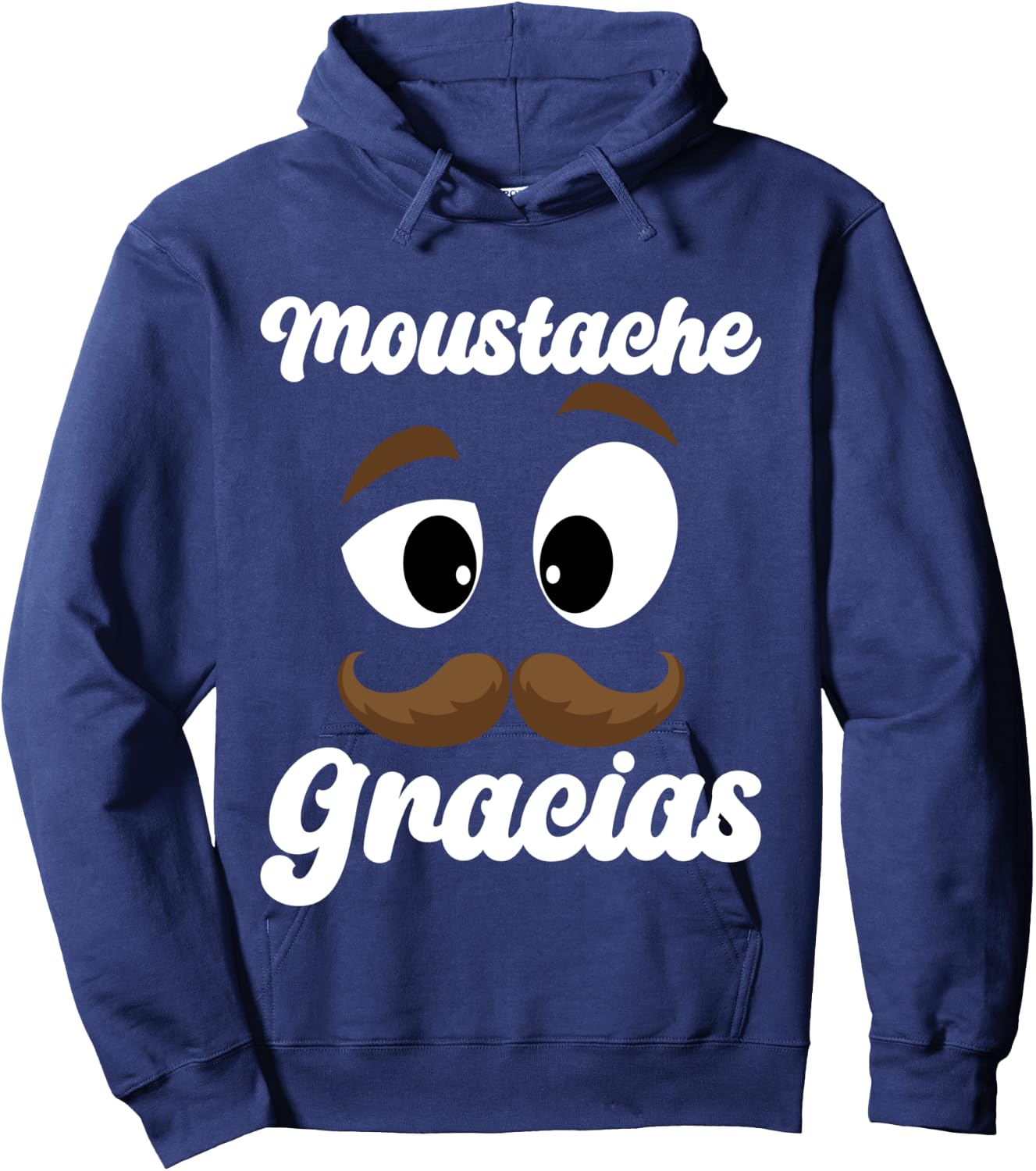 Moustache Gracias | Funny Mexican Expression Message, Black, S Hoodie - Hoodie | Navy