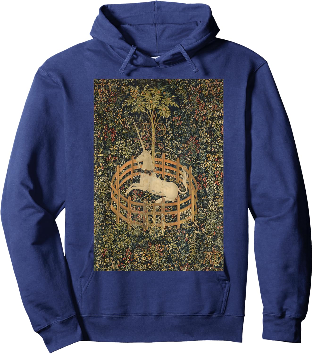 Unicorn The Unicorn in Captivity Middle Ages Fine Art Hoodie - Hoodie | Navy