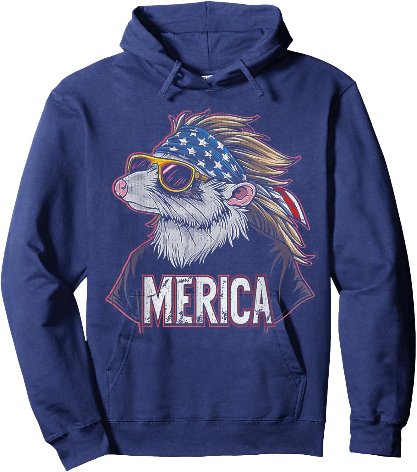 Opossum Possum - Funny 4th of July American Flag Hoodie - Hoodie | Navy