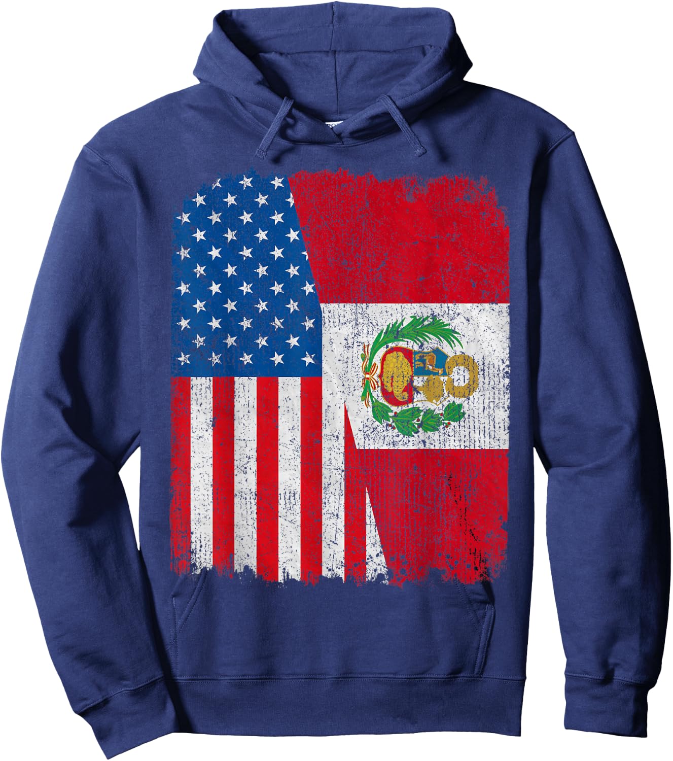 Peruvian American Flag Half USA Peru Root Proud Hoodie - Hoodie | Navy