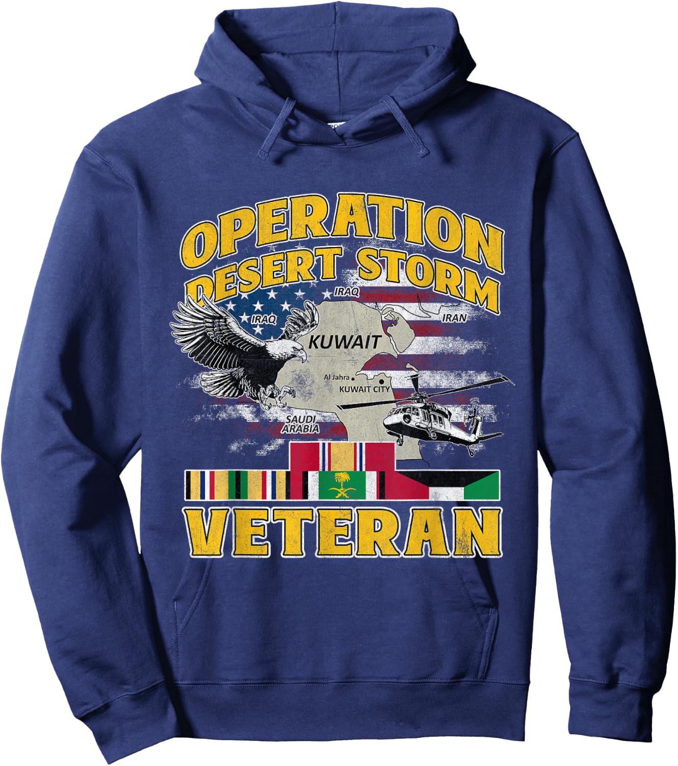 ODS Veteran Operation Desert Storm Ribbon Vintage Iraq Hoodie - Hoodie | Navy