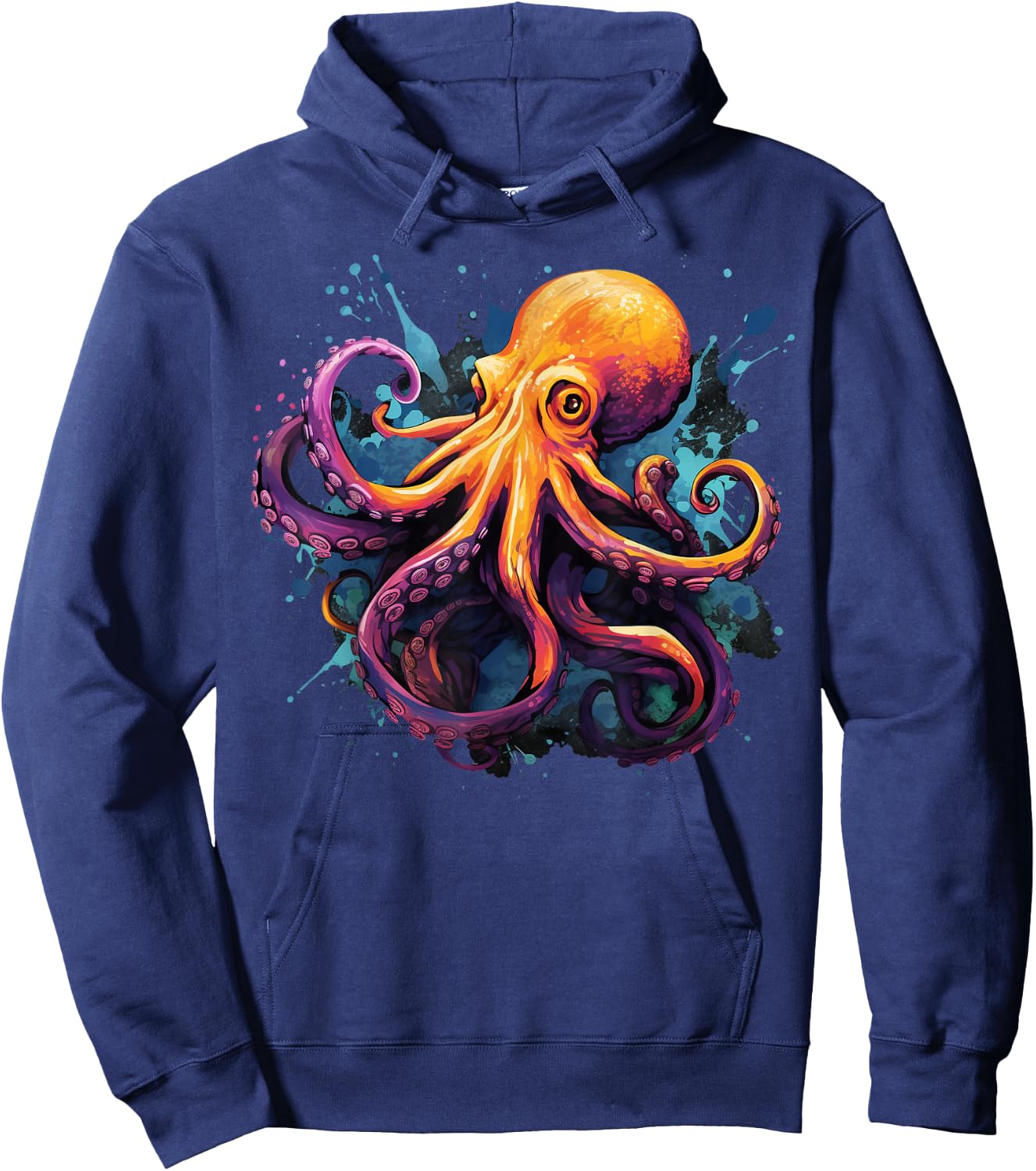 Cool Octopus on Colourful Painted Octopus , black Hoodie - Hoodie | Navy