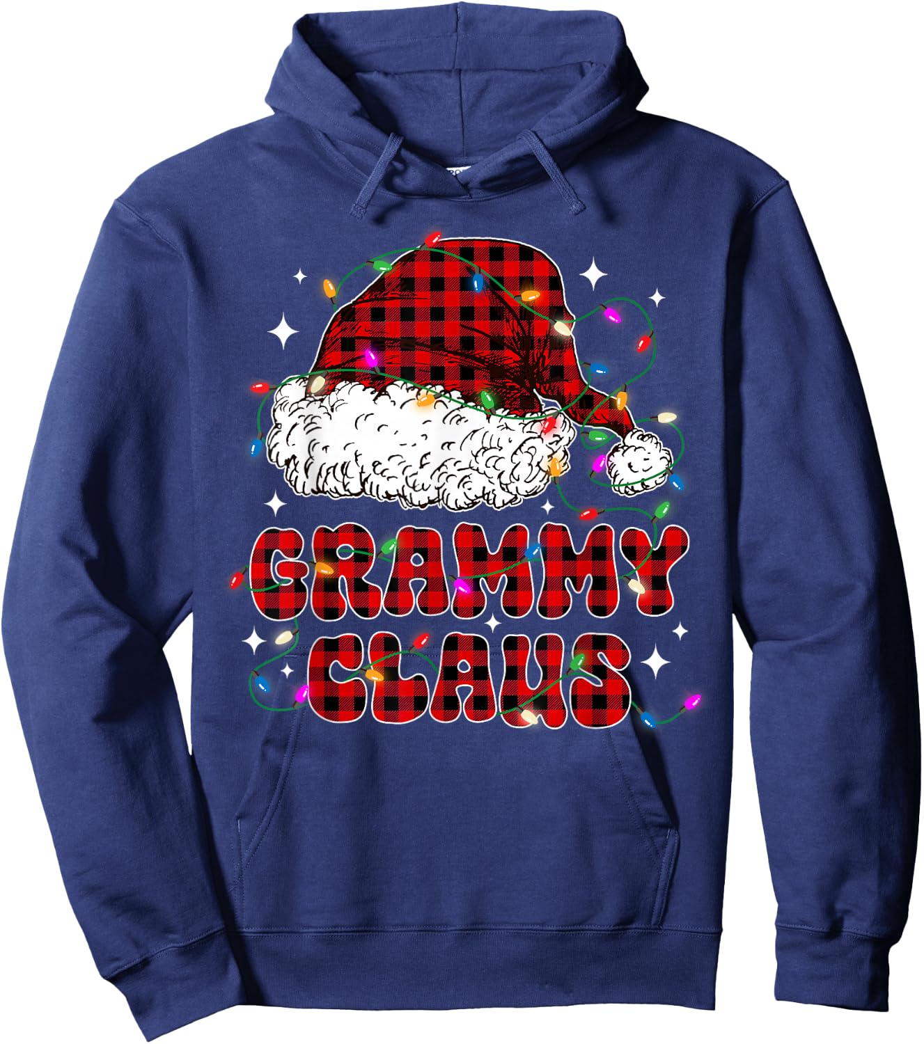 Grammy Claus Shirt Christmas Lights Pajama Family Matching Hoodie - Hoodie | Navy