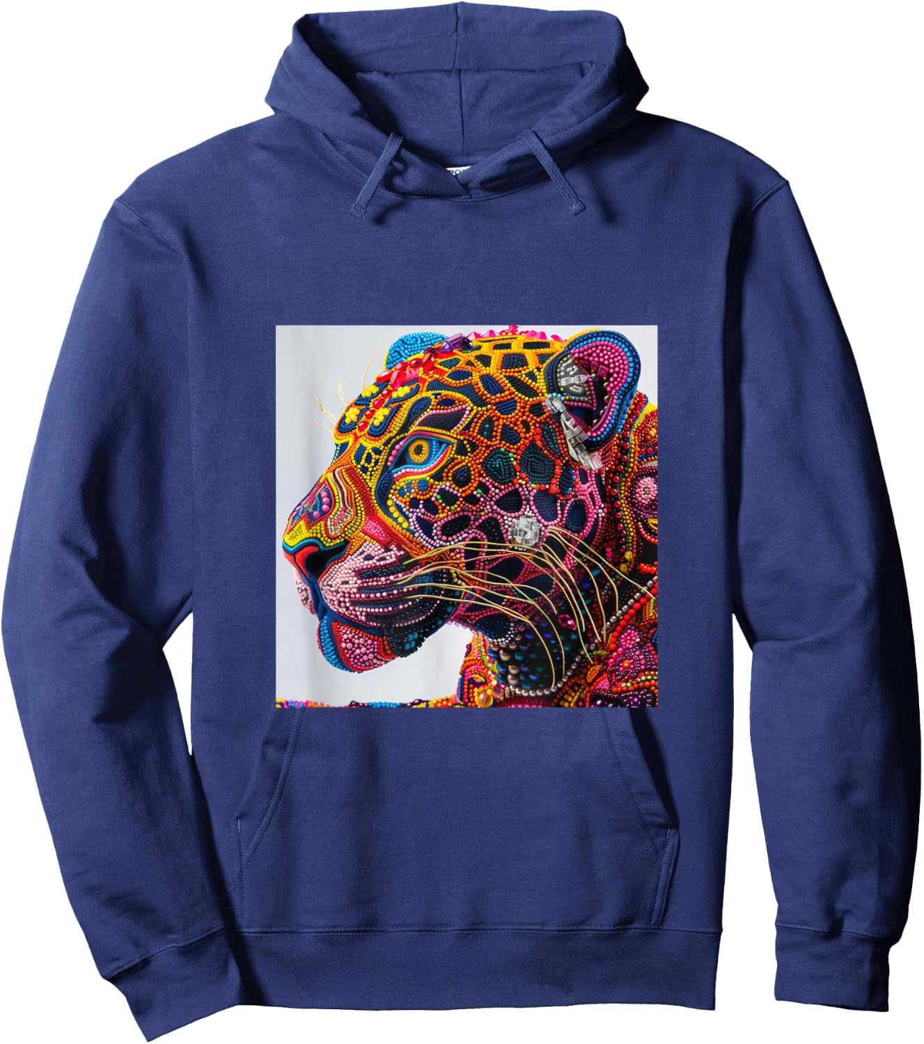 Jaguar Head Huichol Art Mexico Aztec Mayas Hoodie - Hoodie | Navy