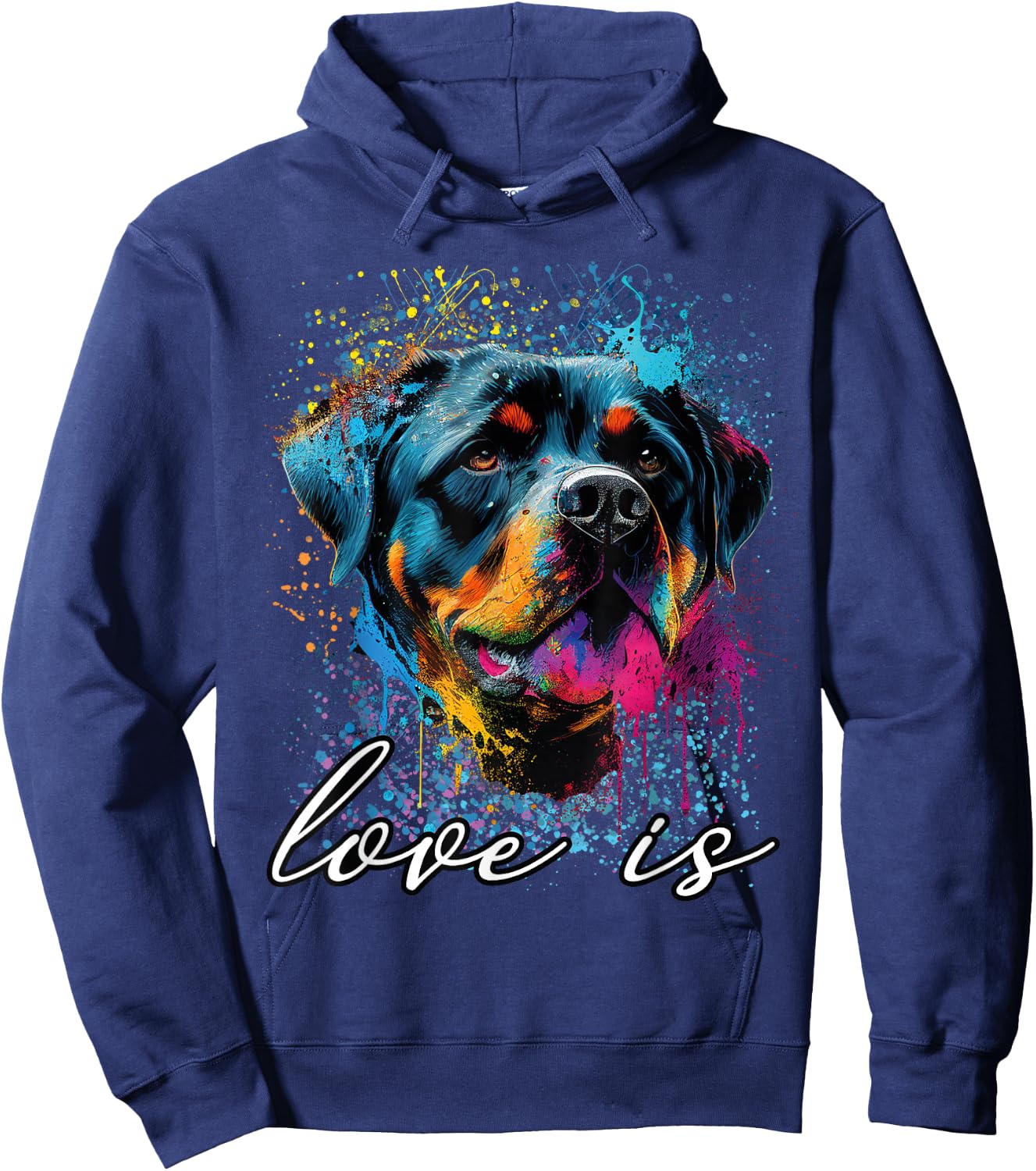 Colorful Splash Art Liebe ist mein Rottweiler Rottie Mama Hoodie - Hoodie | Navy