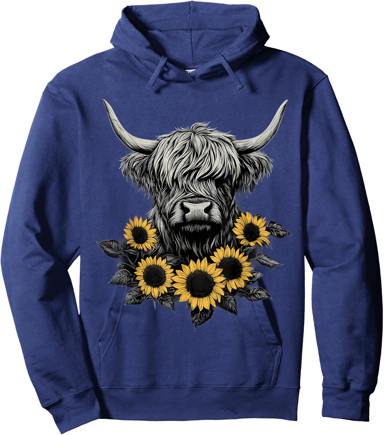 Scottish Highland Cow Cattle Scottish Highlander Hairy Cow Hoodie - Hoodie | Navy