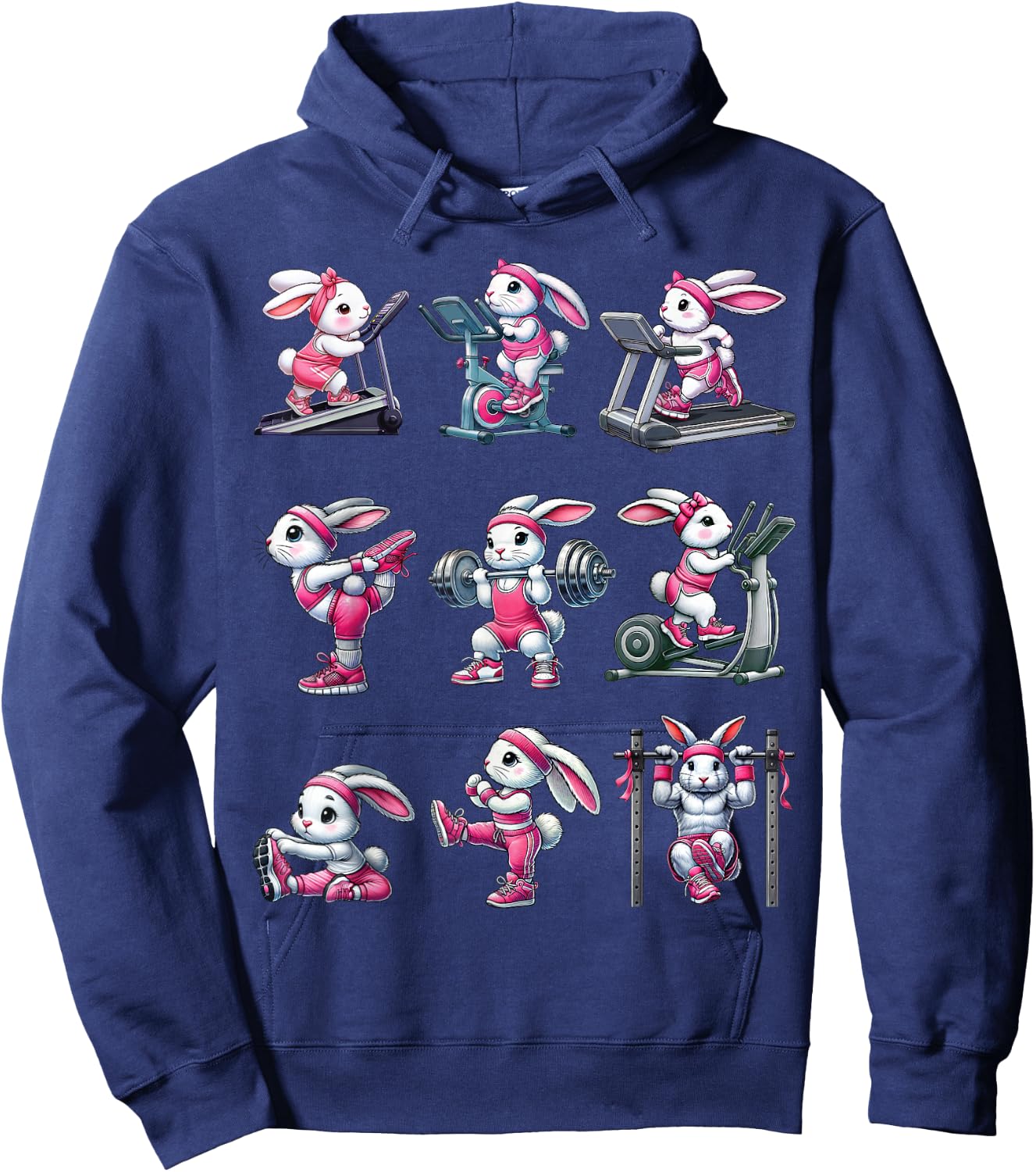 Easter Bunny Fitness Collection Gym Workout Weightlifting Hoodie - Hoodie | Navy