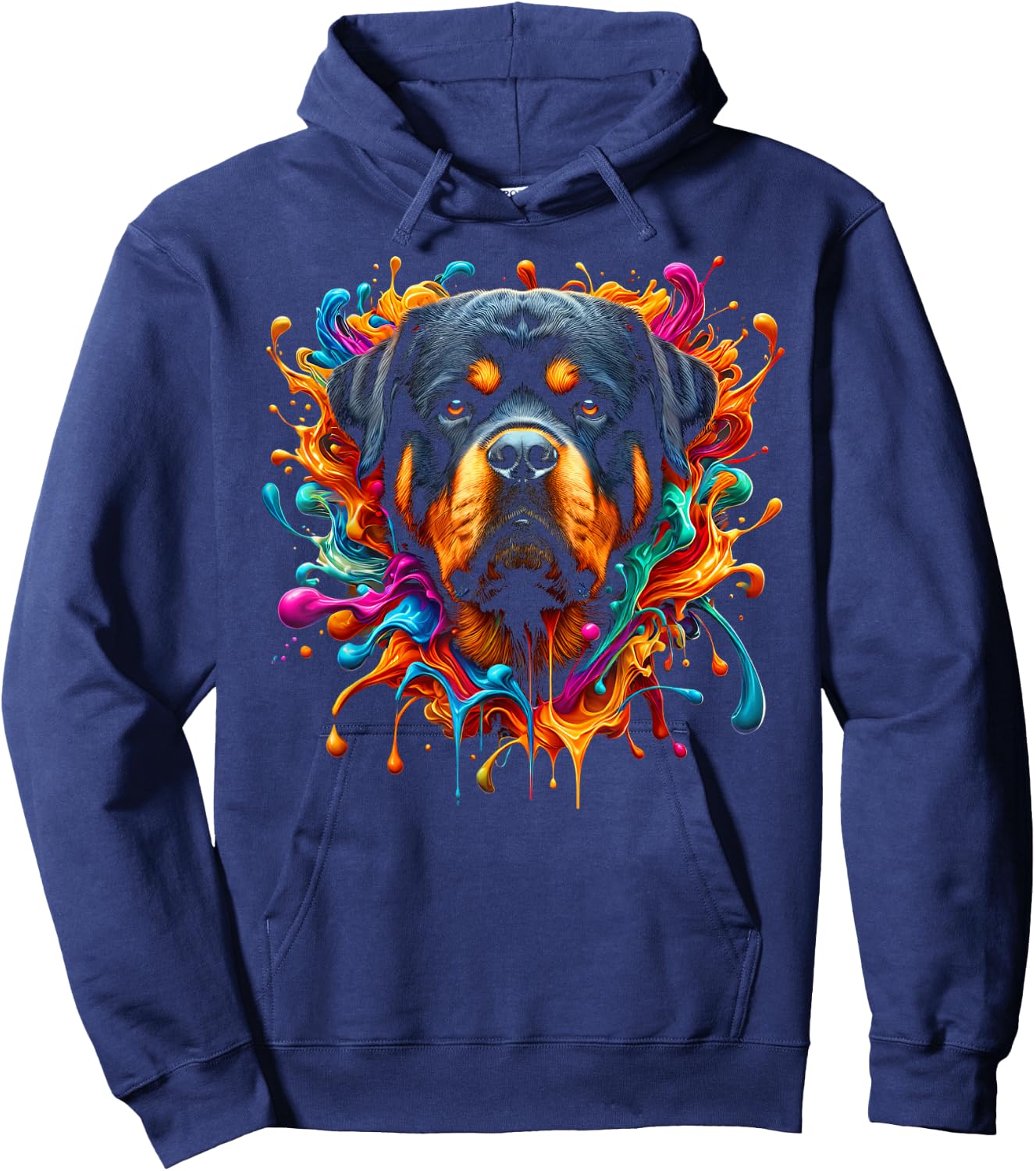 Cute Rottweiler in Colourful Paint Splashes Hoodie - Hoodie | Navy