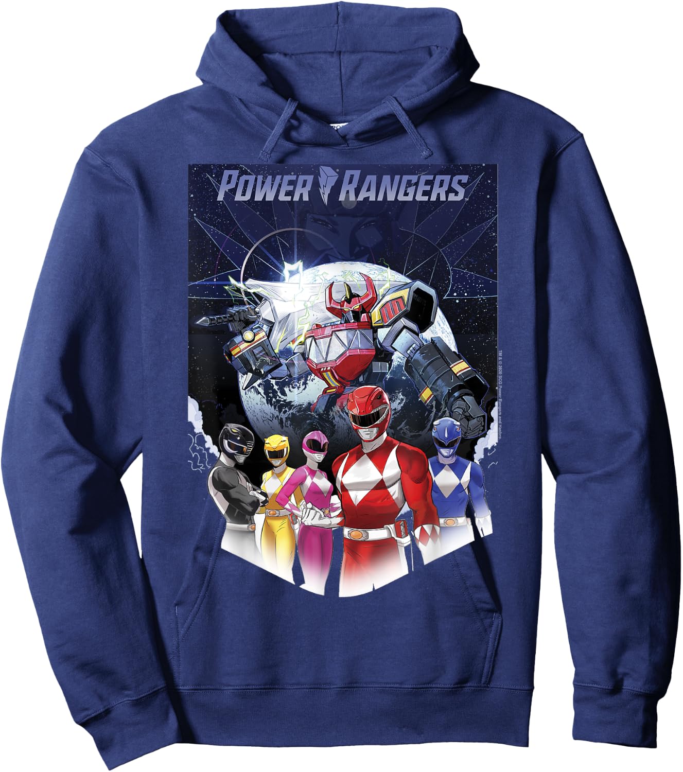 Power Rangers Fade Portrait Megazord Poster , Black, S Hoodie - Hoodie | Navy