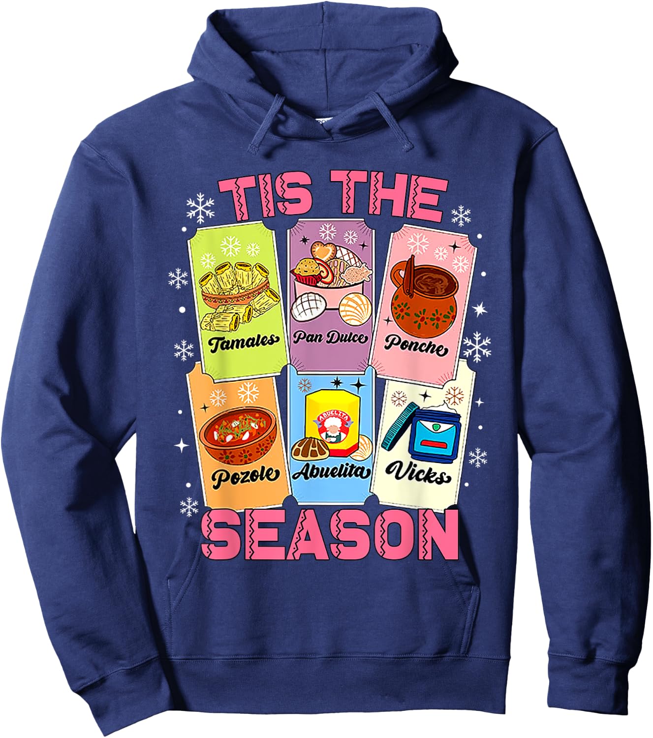 Tis The Season Xmas Card Mexican Christmas Pan Dulce Xmas Hoodie - Hoodie | Navy