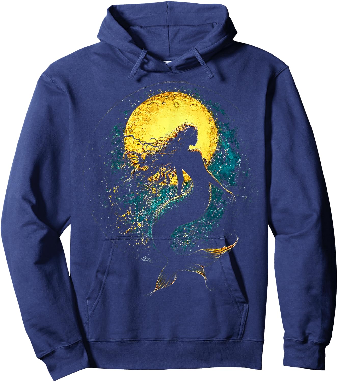 Mermaid Women Mythical Motif Fantasy Girl Art Mermaid Hoodie - Hoodie | Navy