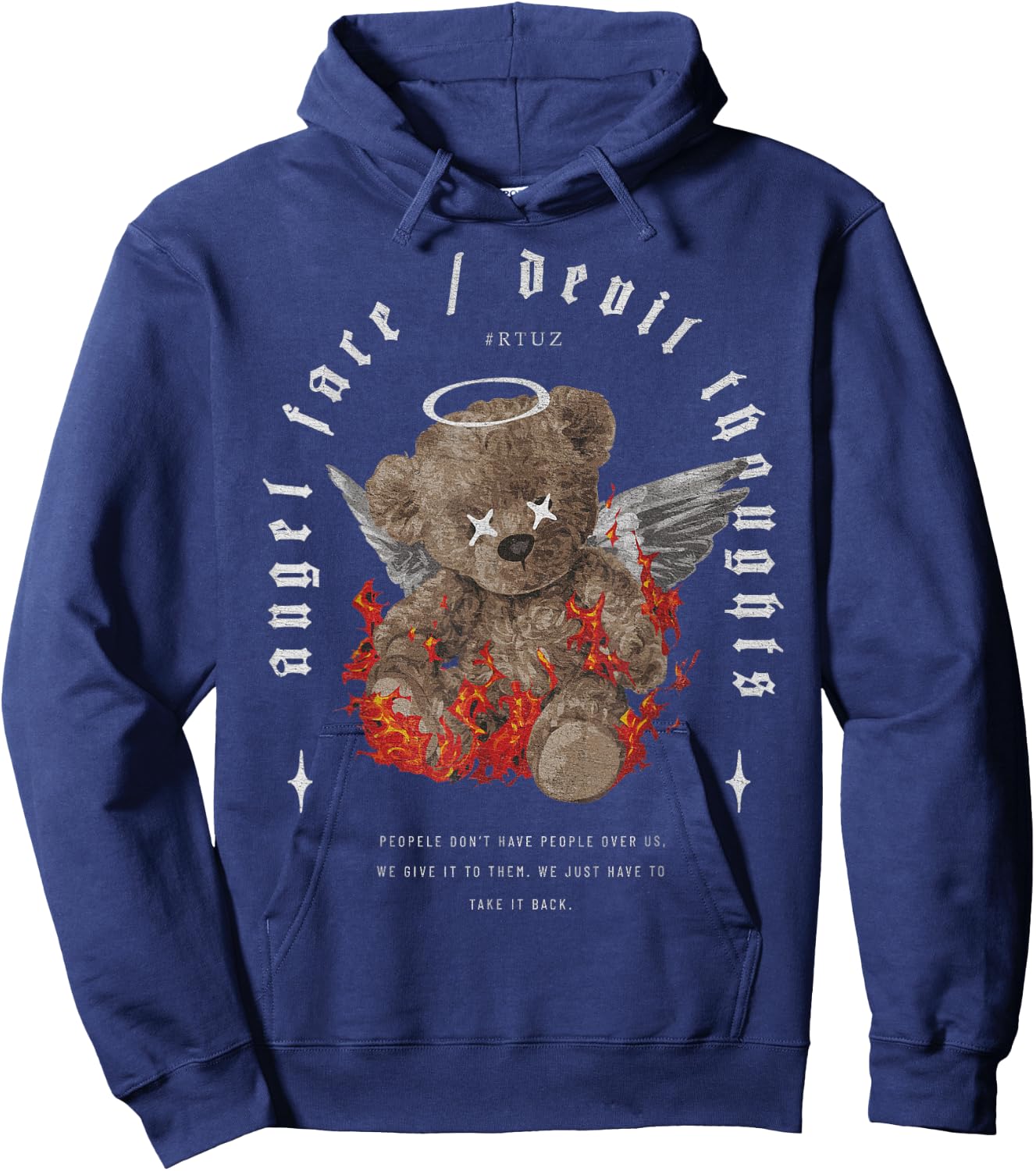 Teddy Hip Hop Urban Hipster Vintage Y2K Streetwear Teddy Bear Hoodie - Hoodie | Navy