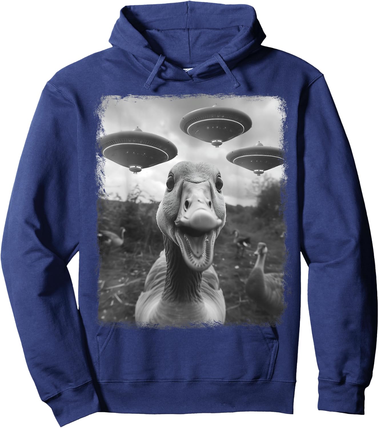 Goose Geese Duck UFO Alien Extraterrestrial Selfie Hoodie - Hoodie | Navy