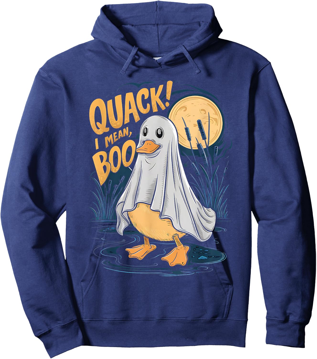 Ghost Costume Cute Duck Quack I Mean Boo Spooky Halloween Hoodie - Hoodie | Navy