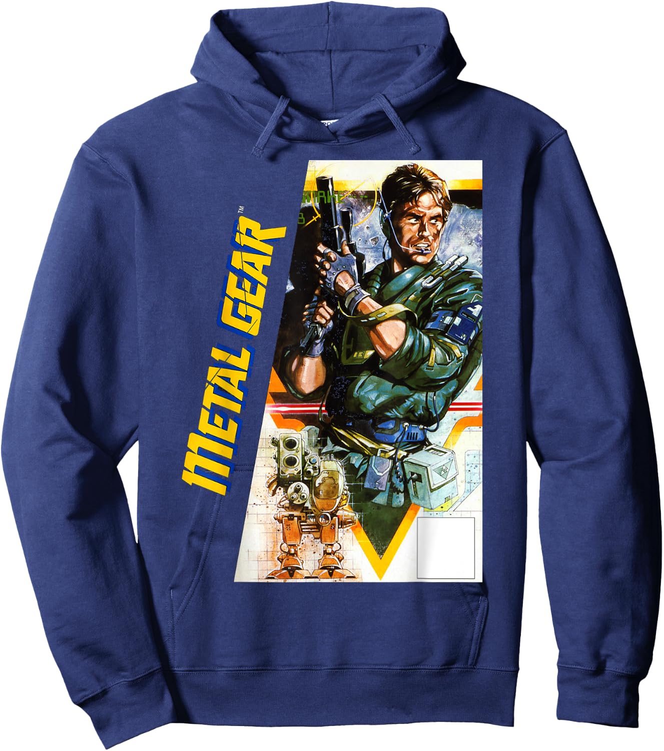 Metal Gear Box Art Tactical Spy Retro Gamer , black Hoodie - Hoodie | Navy