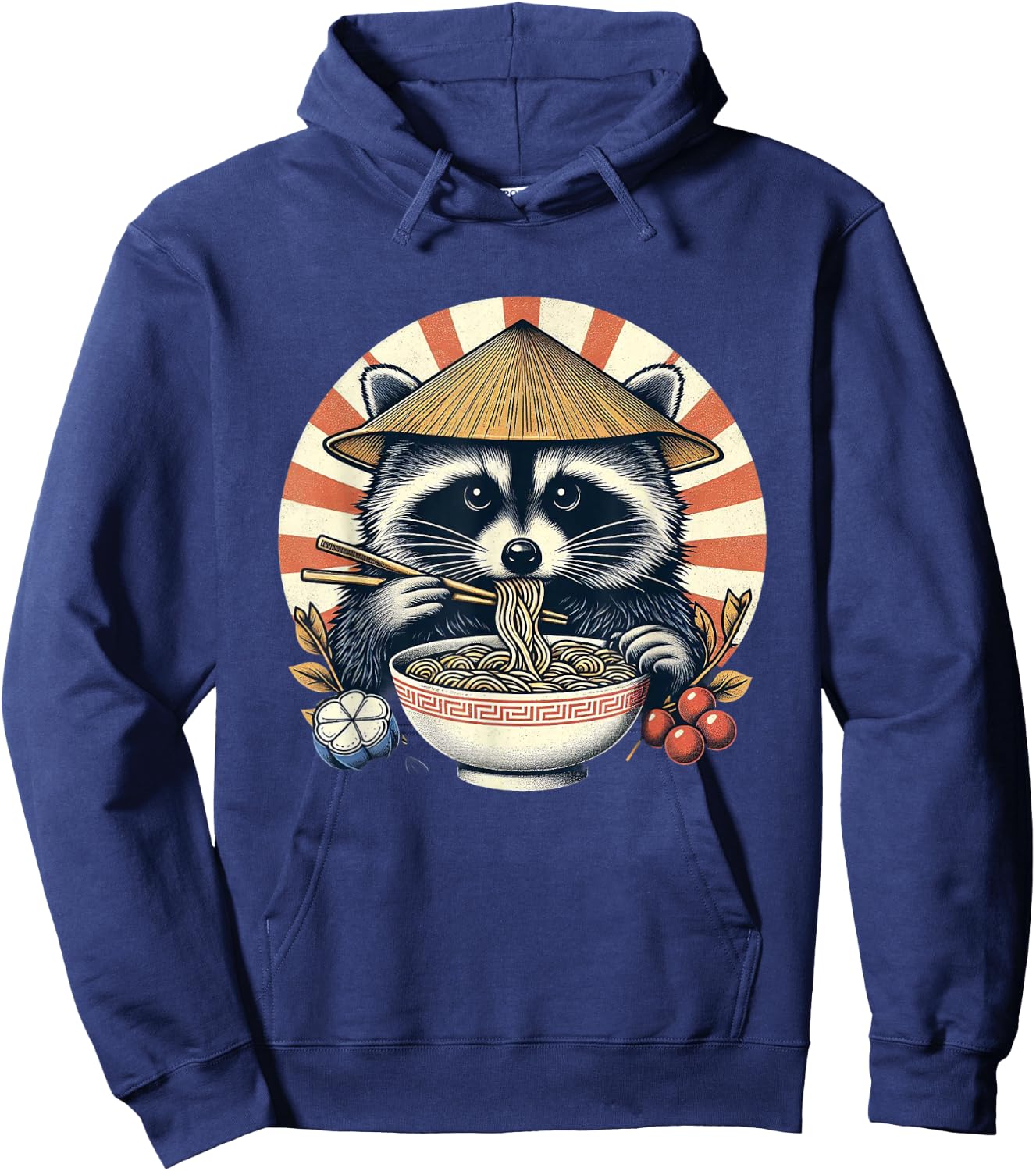 Raccoon Ramen Kawaii Neko Japanese Noodles Aesthetic , black Hoodie - Hoodie | Navy