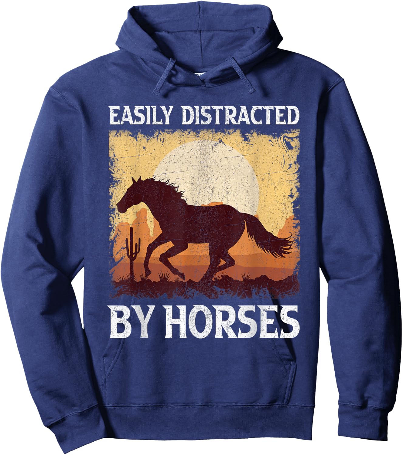 Easily Distracted By Horses Hoodie - Hoodie | Navy
