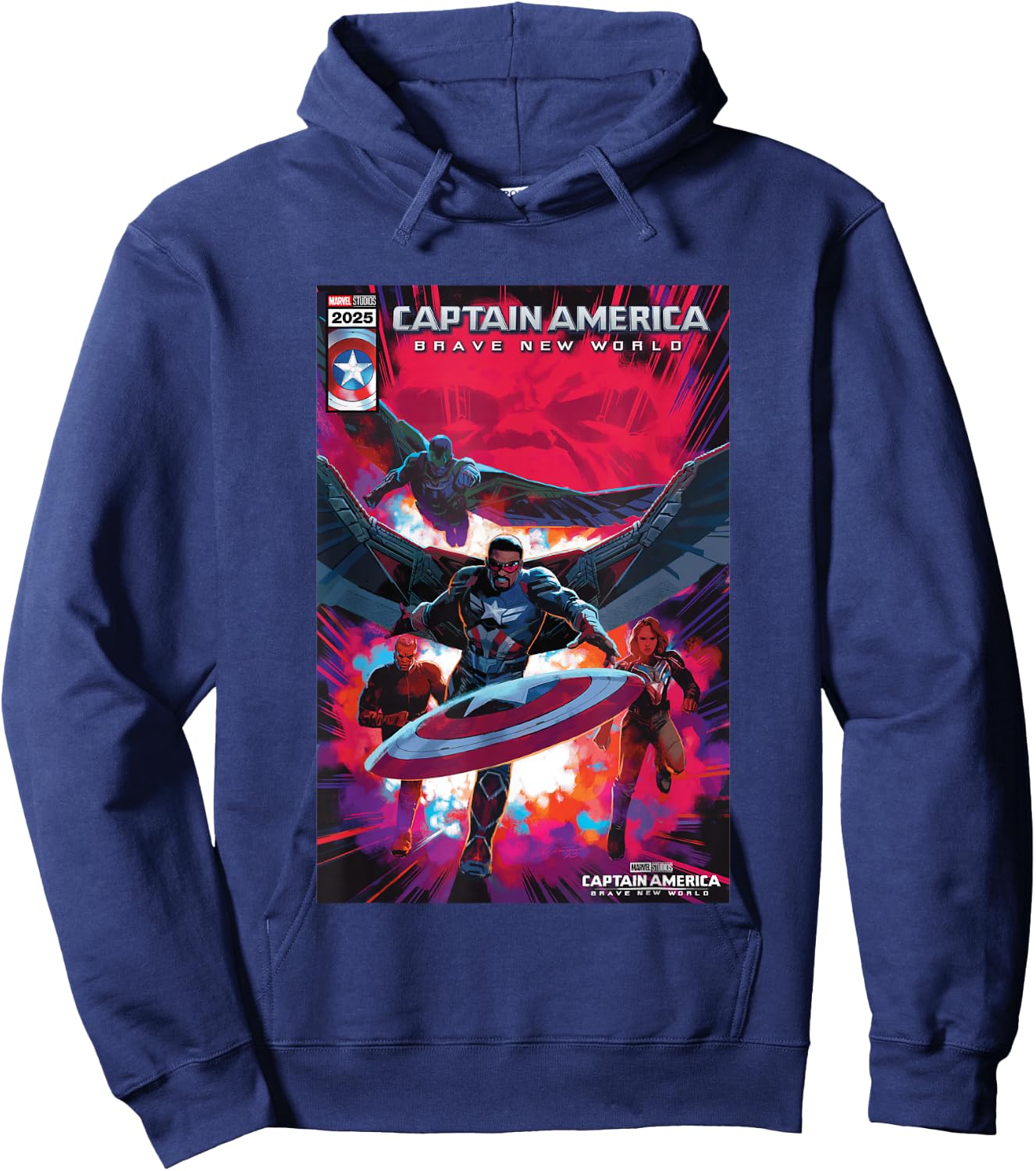 Marvel Captain America: Brave New World Epic Teamup Poster Hoodie - Hoodie | Navy