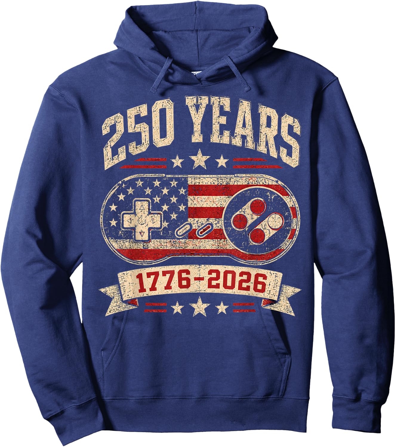 250th American Anniversary Retro Video Game 1776-2026 Hoodie - Hoodie | Navy