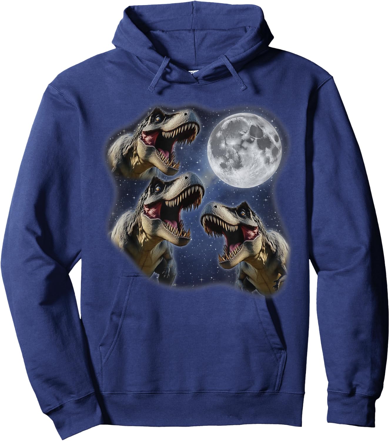 Three T-Rex Moon 3 Howling At Moon Funny Weird Cursed Hoodie - Hoodie | Navy