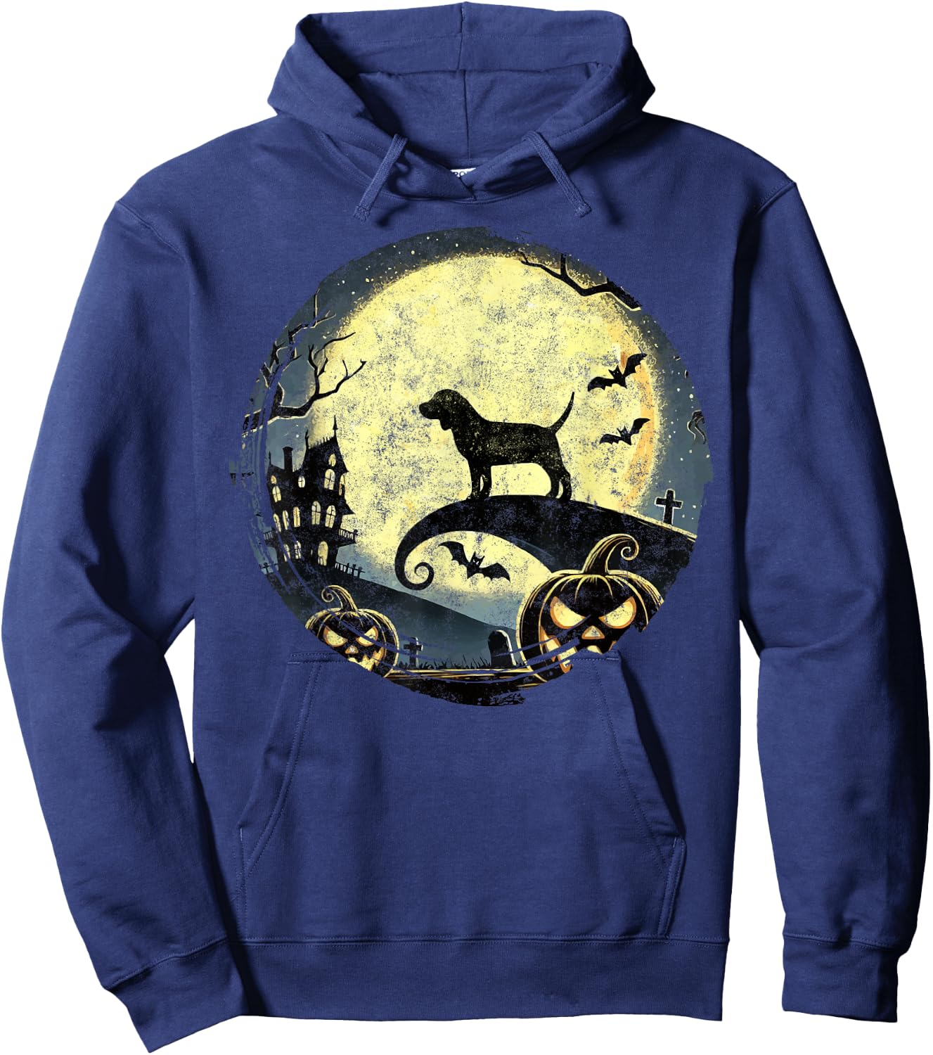 Beagle Halloween Spooky Moon Dog Lover Beagle Dad Hoodie - Hoodie | Navy