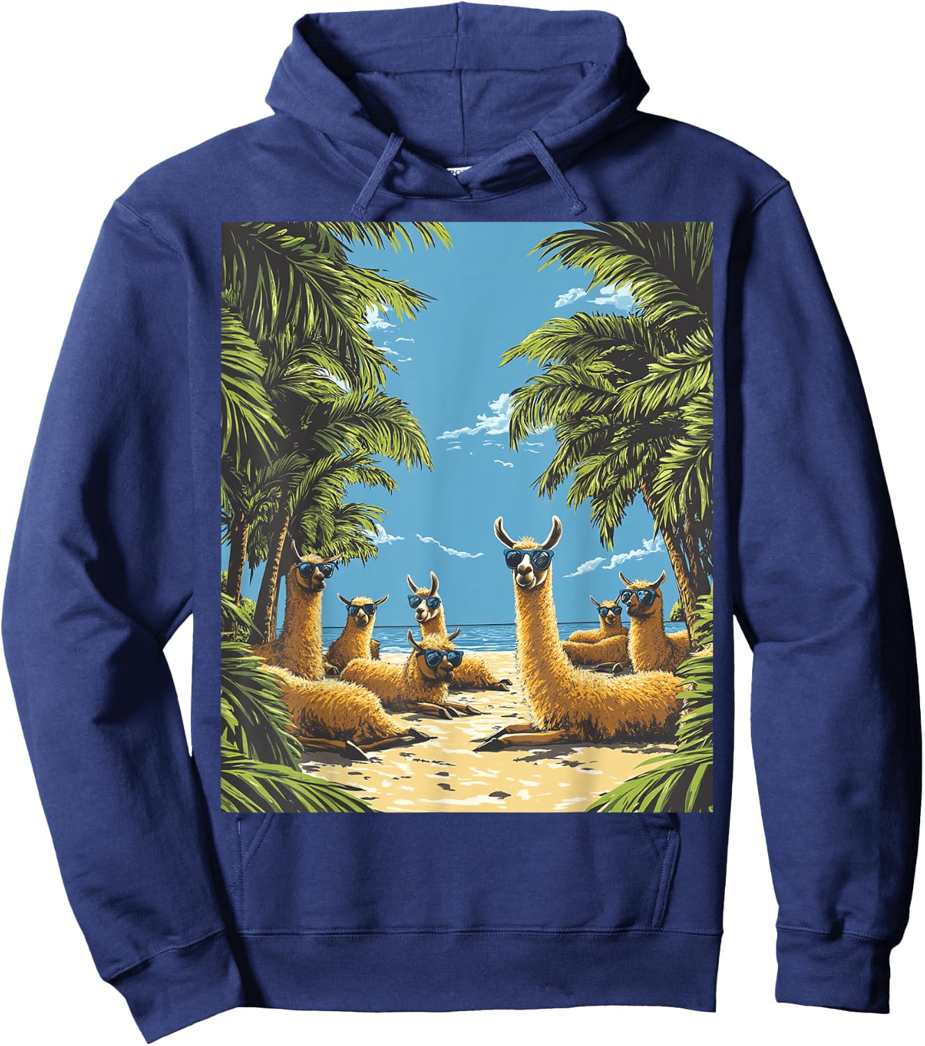 Funny Llamas Lounging On Beach Hoodie - Hoodie | Navy