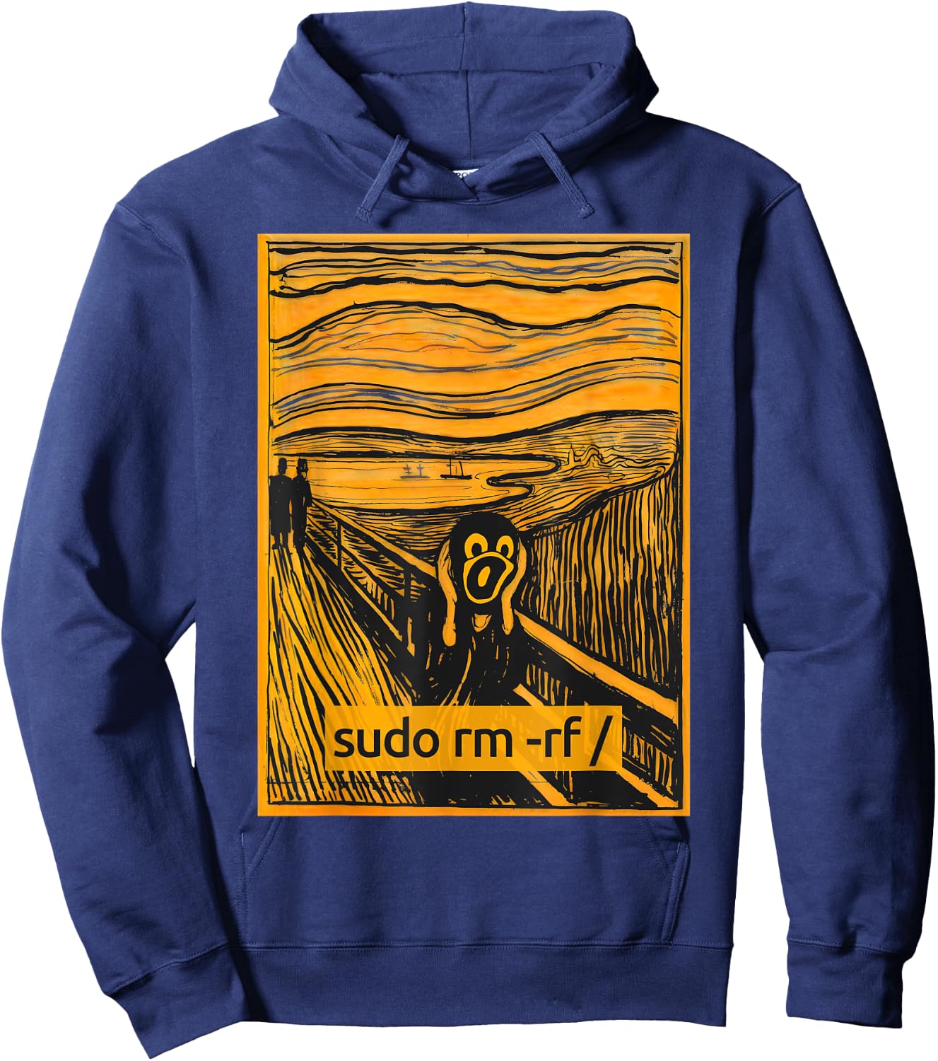 The Scream of Linux - Linux Scream Tux Opensource Tech Humor Hoodie - Hoodie | Navy