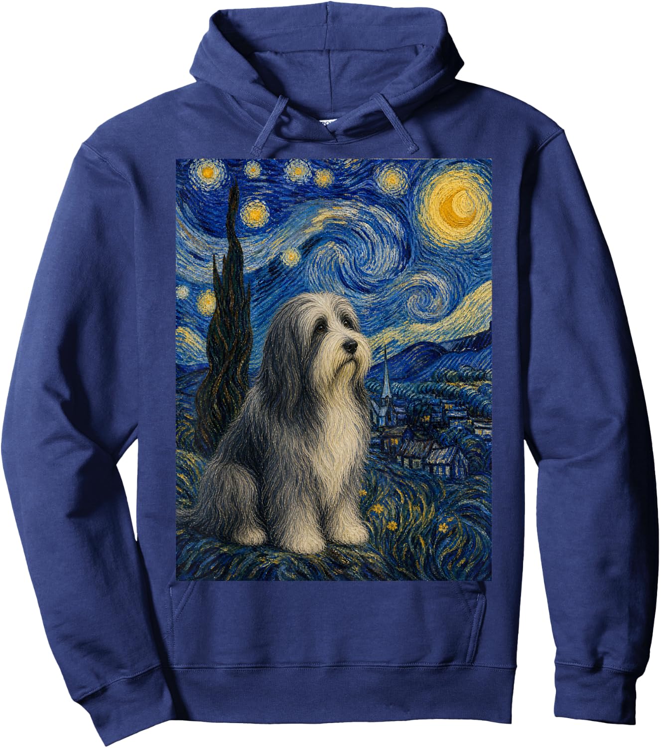 Bearded Collie Dog Van Gogh Starry Night Hoodie - Hoodie | Navy