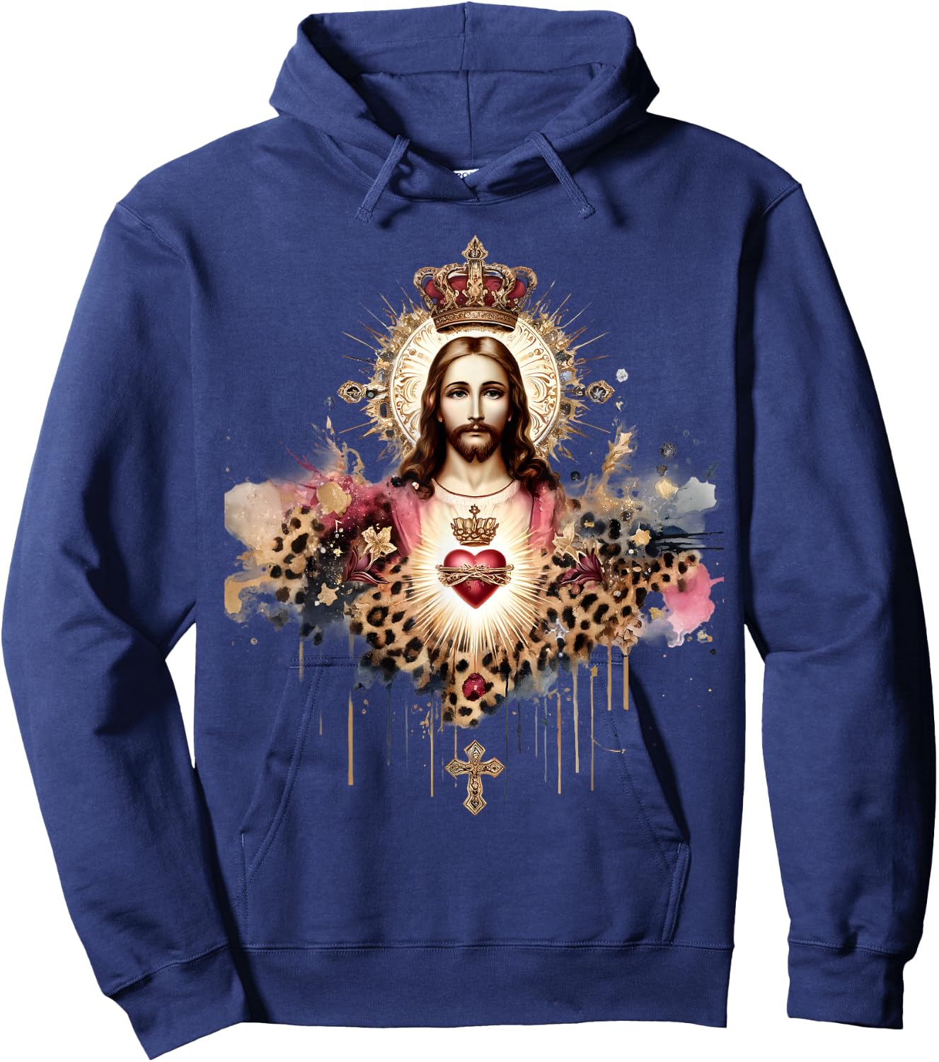Sacred Heart of Jesus Catholic Devotion Faith Hoodie - Hoodie | Navy
