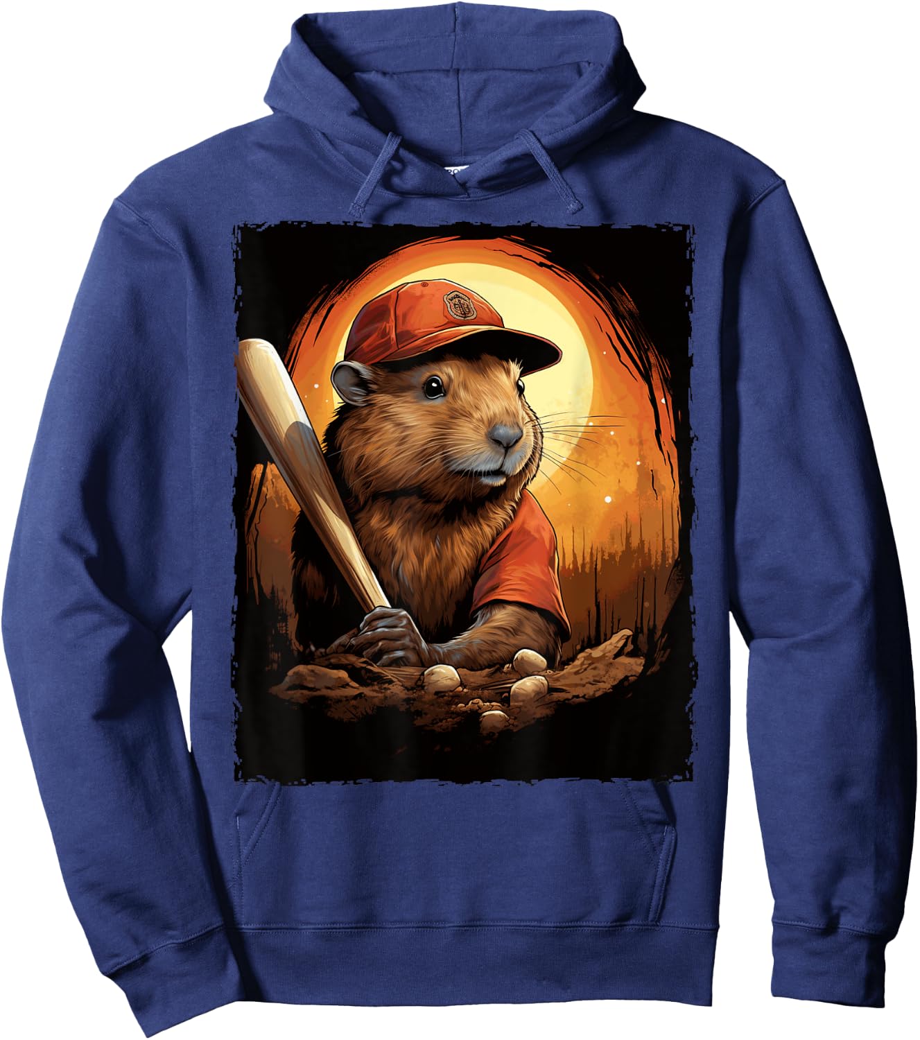 Capybara Baseball Hoodie - Hoodie | Navy