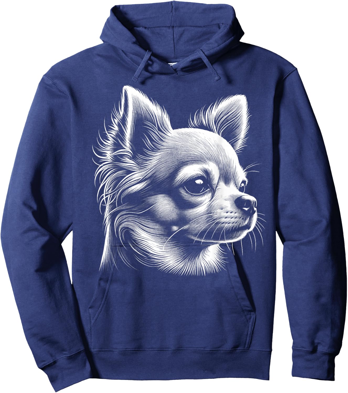 Cute Chihuahua - Head Portrait in Drawing Style , black Hoodie - Hoodie | Navy