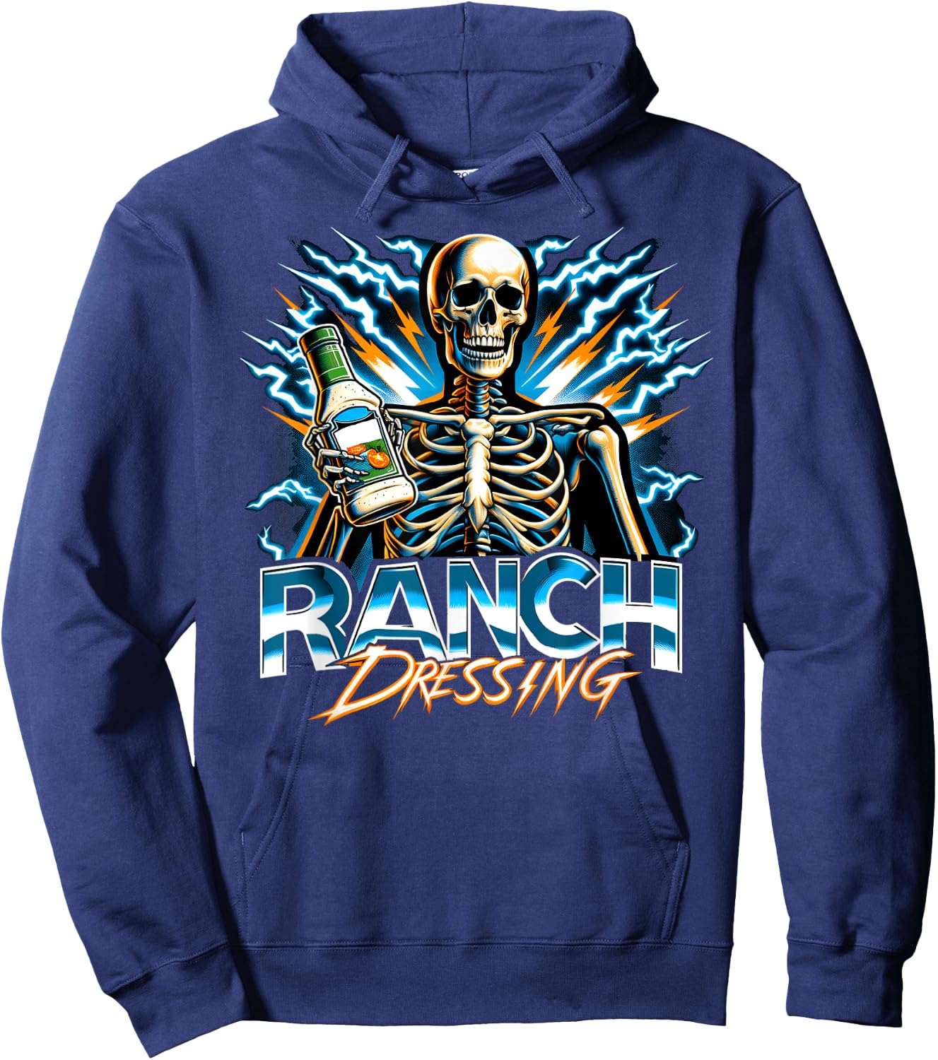 Ranch Dressing Bootleg Rap CDs Aesthetic Funny Skeleton Meme Hoodie - Hoodie | Navy