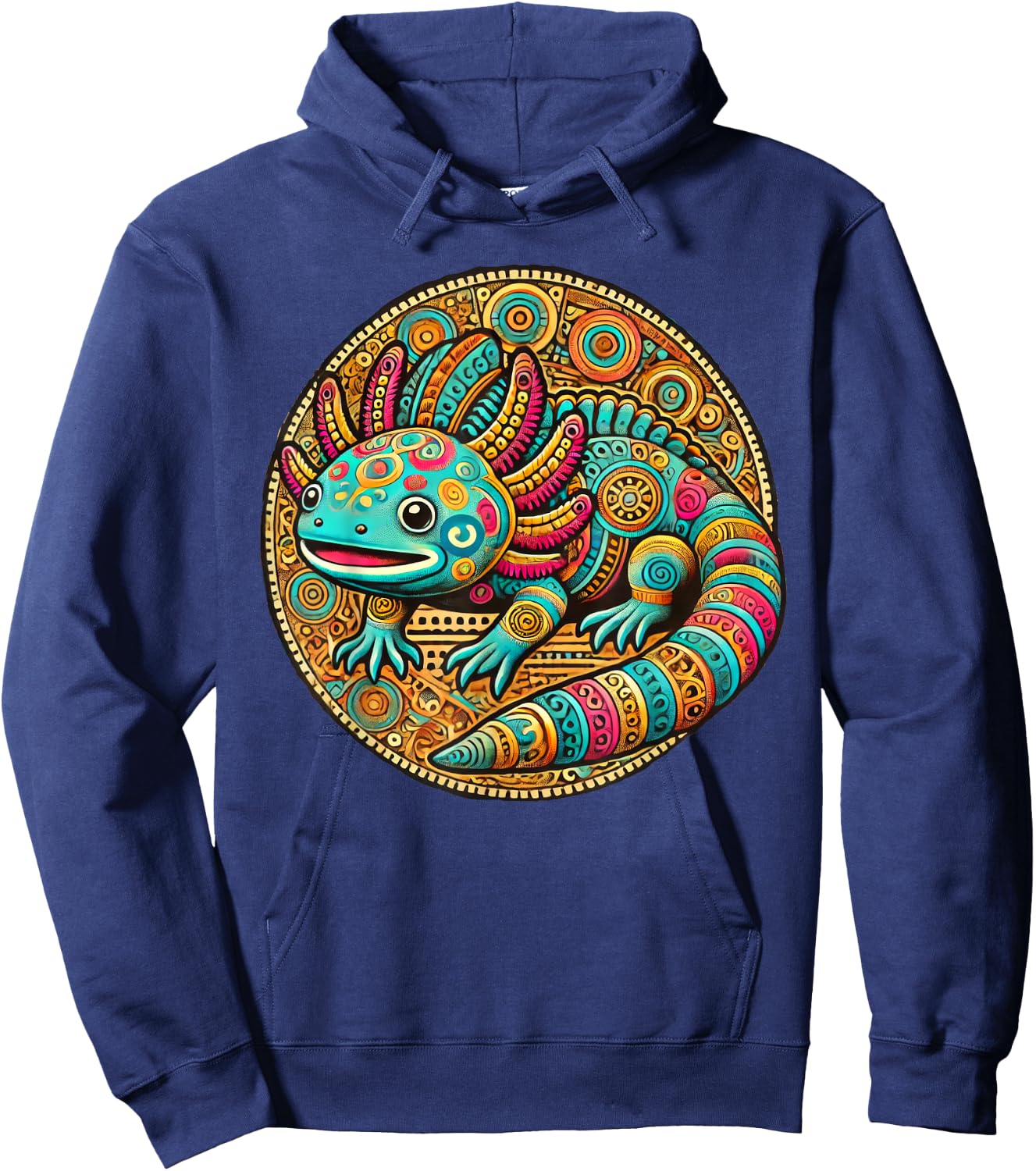 Aztec Axolotl Art Mexican Hoodie - Hoodie | Navy