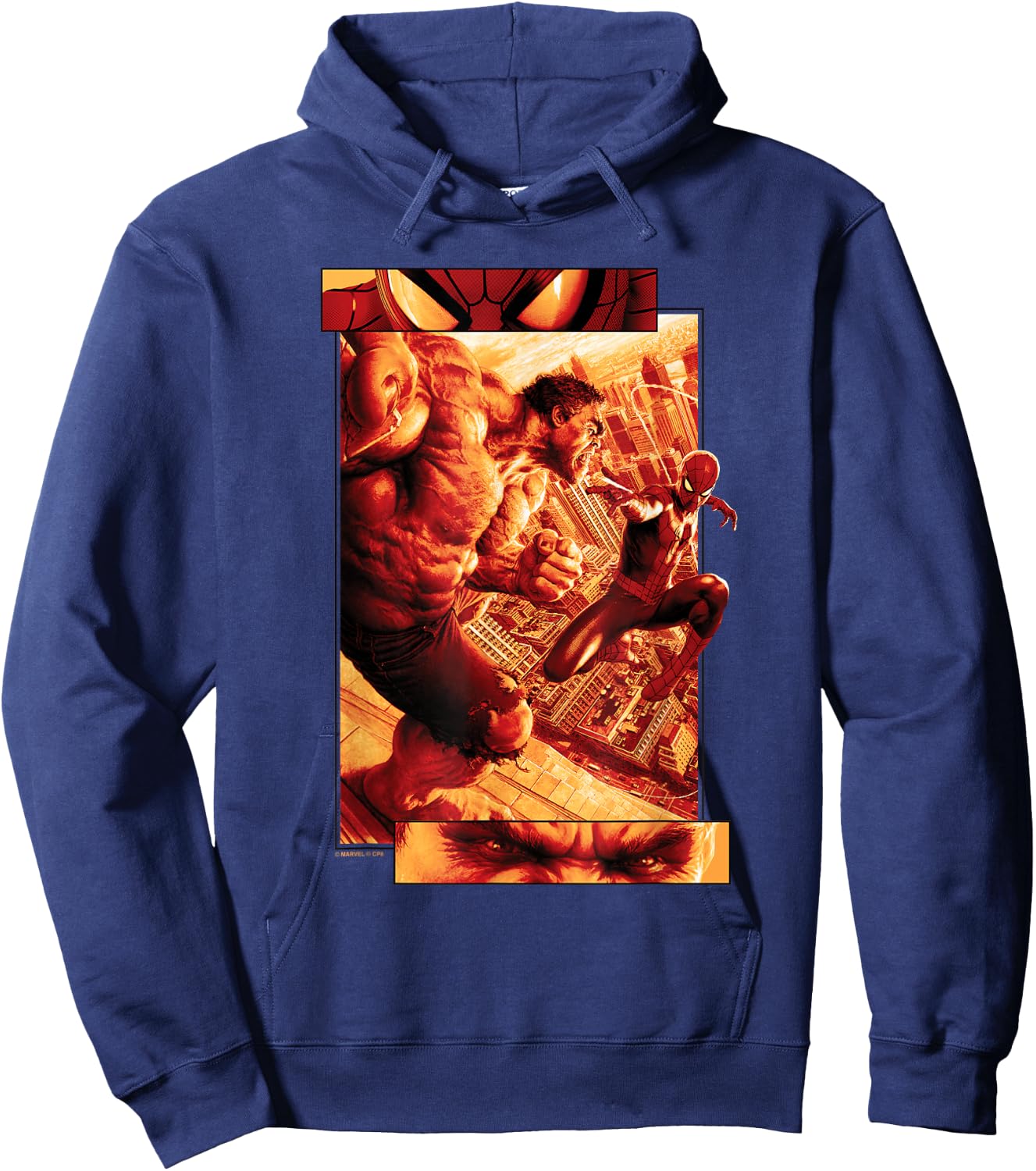 Marvel Spider-Man: New Day Hulk vs Spidey Split Panels Hoodie - Hoodie | Navy