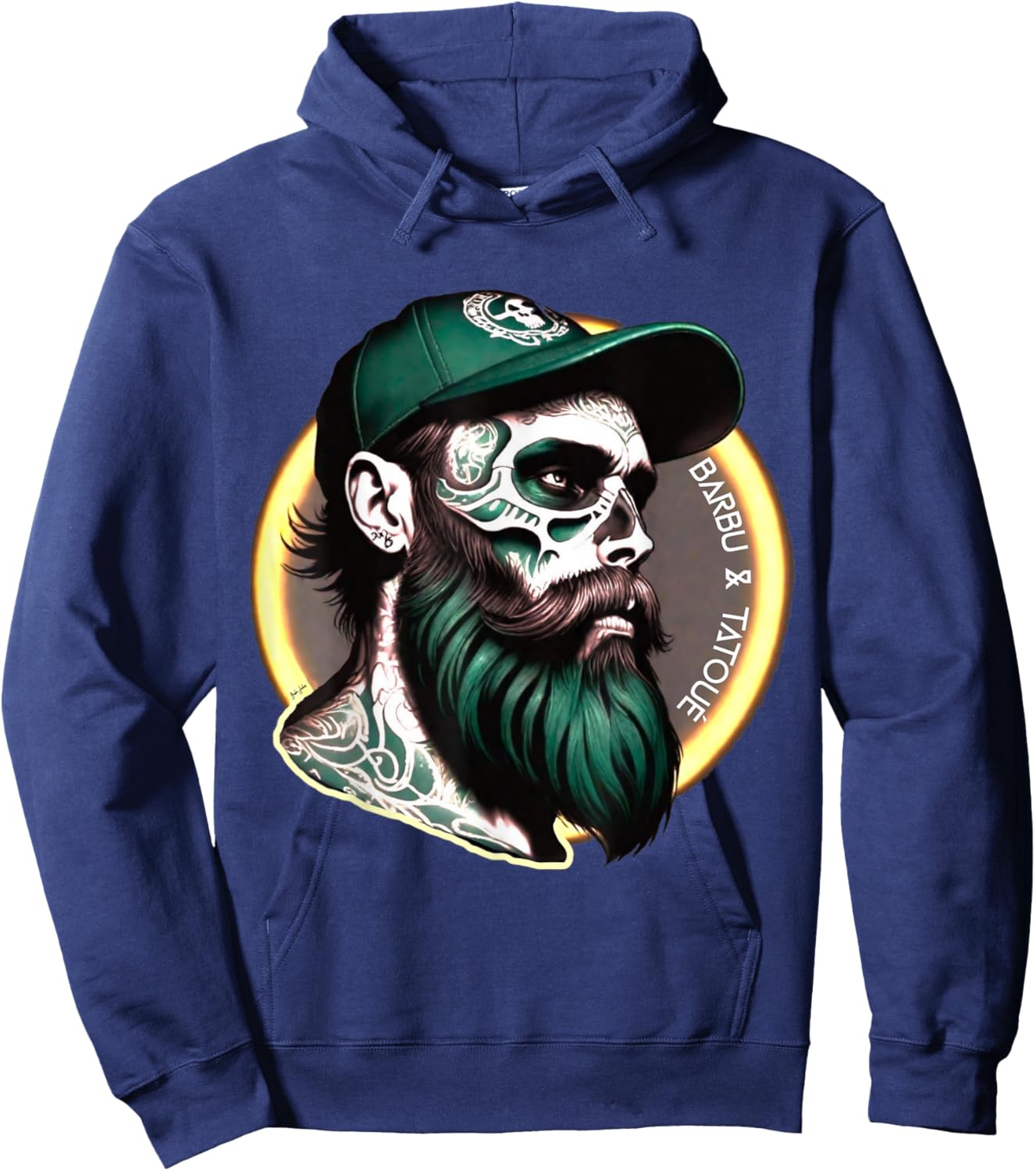 Bearded Tattoo Tattoo Beard Husband Gift , Black, S Hoodie - Hoodie | Navy