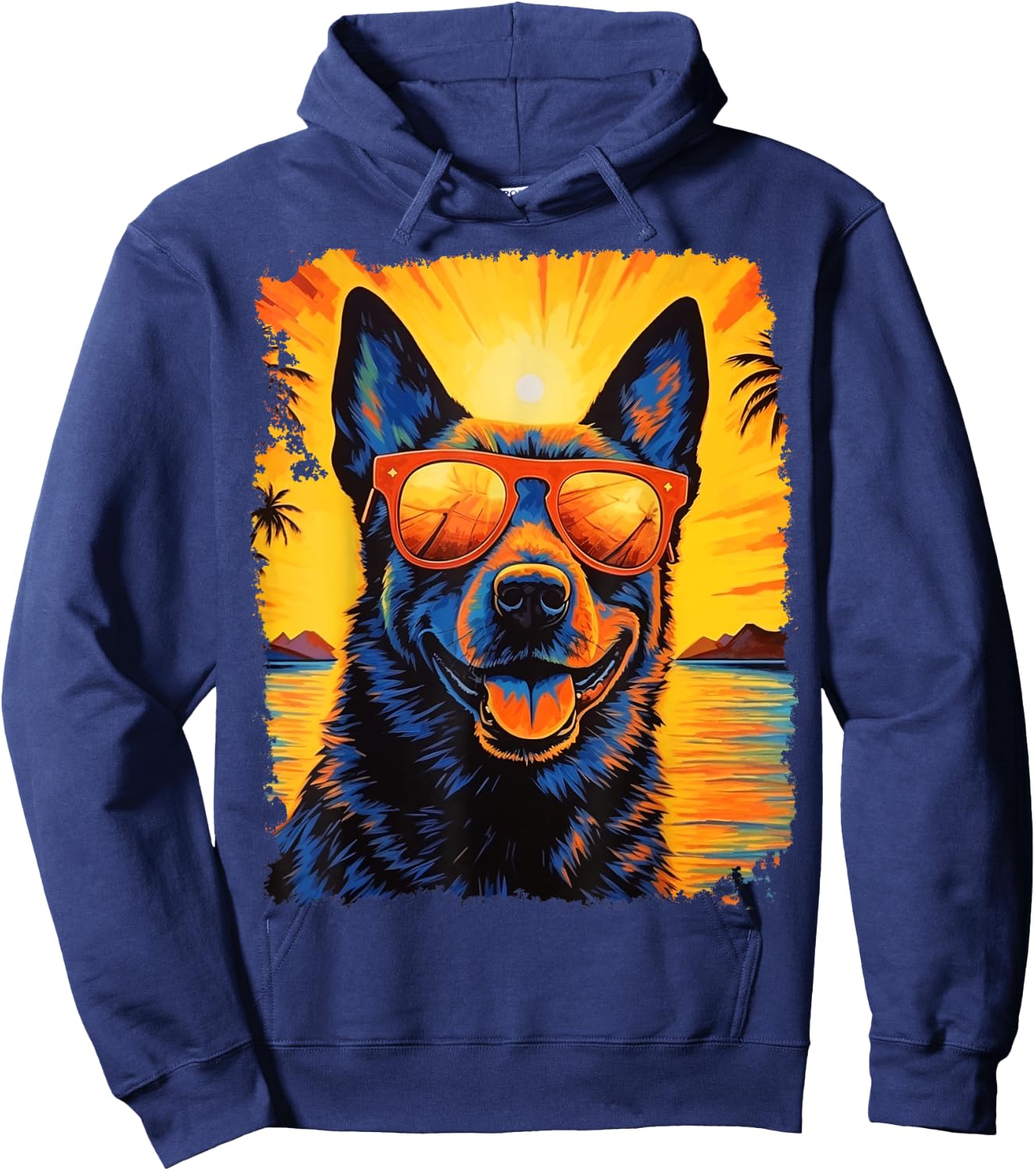 Hawaiian German Shepherd Hoodie - Hoodie | Navy