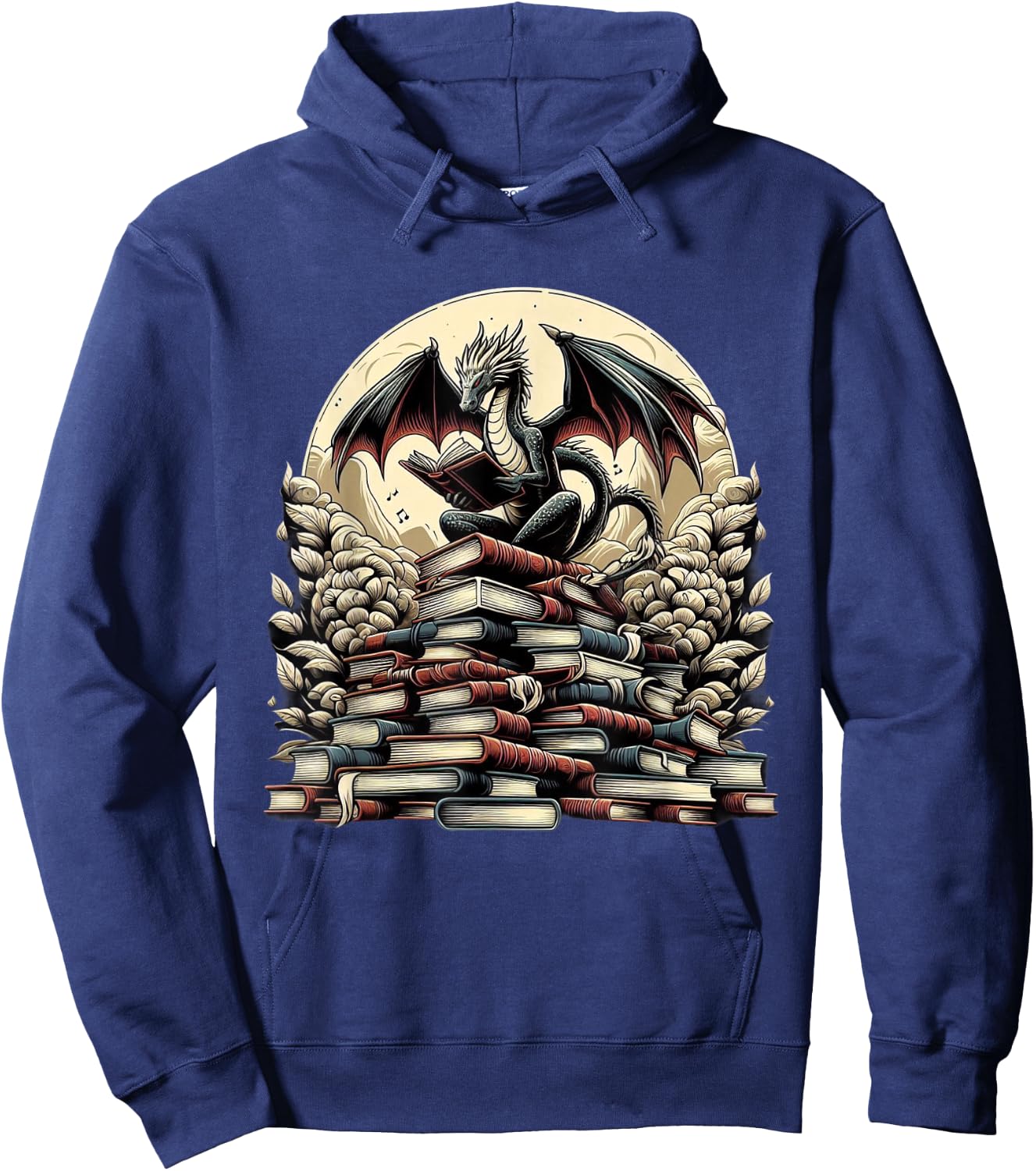 Dragon Reading a Book Dragons and Books Lover Bookworm Hoodie - Hoodie | Navy