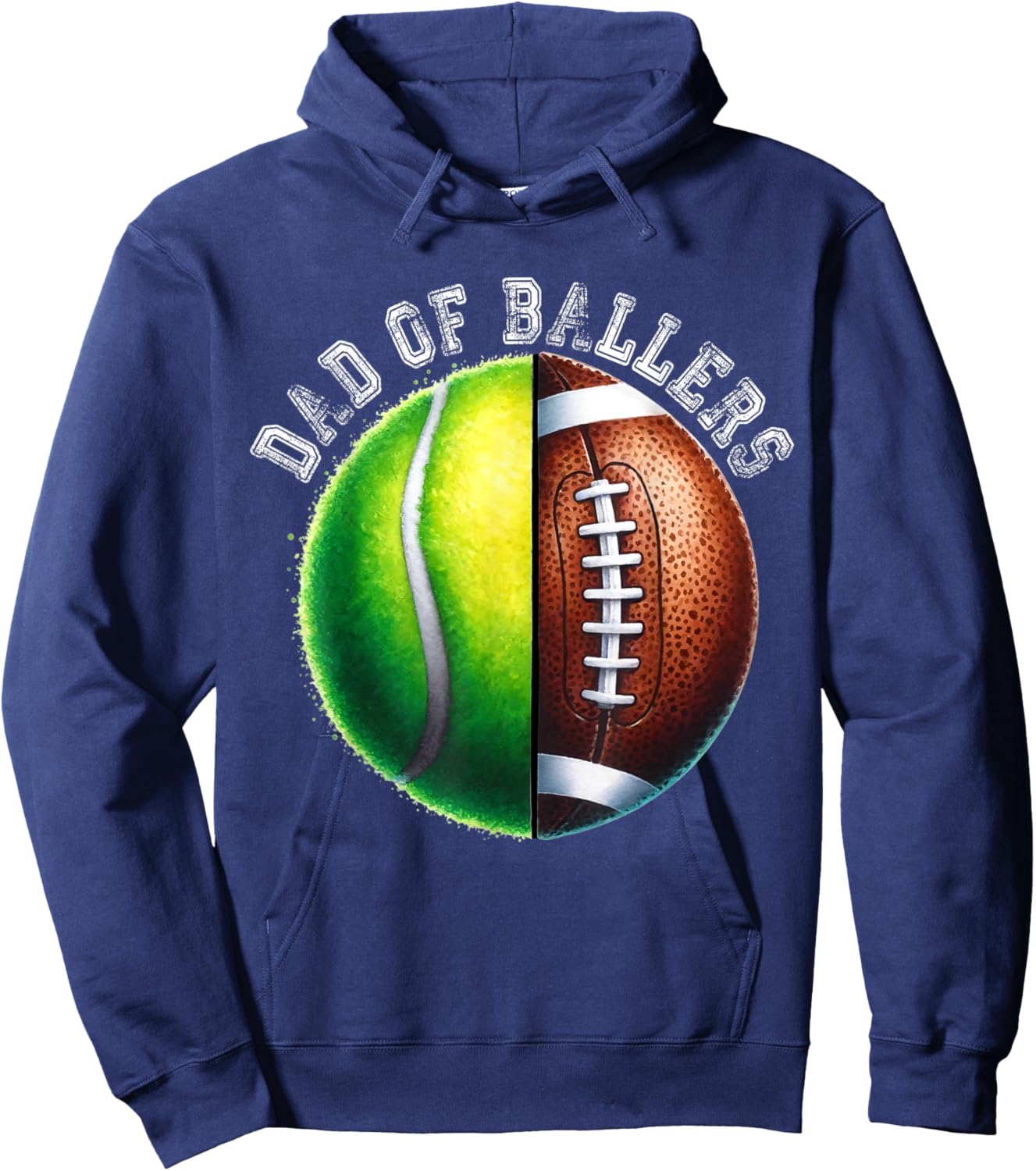 Dad of Ballers Tennis Football Player Coach Father's Day Hoodie - Hoodie | Navy