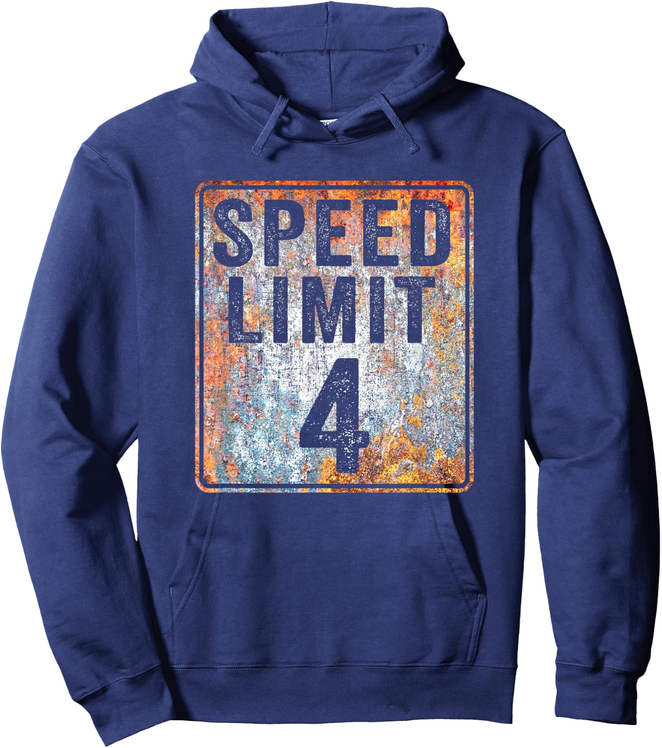 Speed Limit 4 MPH Sign 4th Birthday 4 Years Old Driving Hoodie - Hoodie | Navy