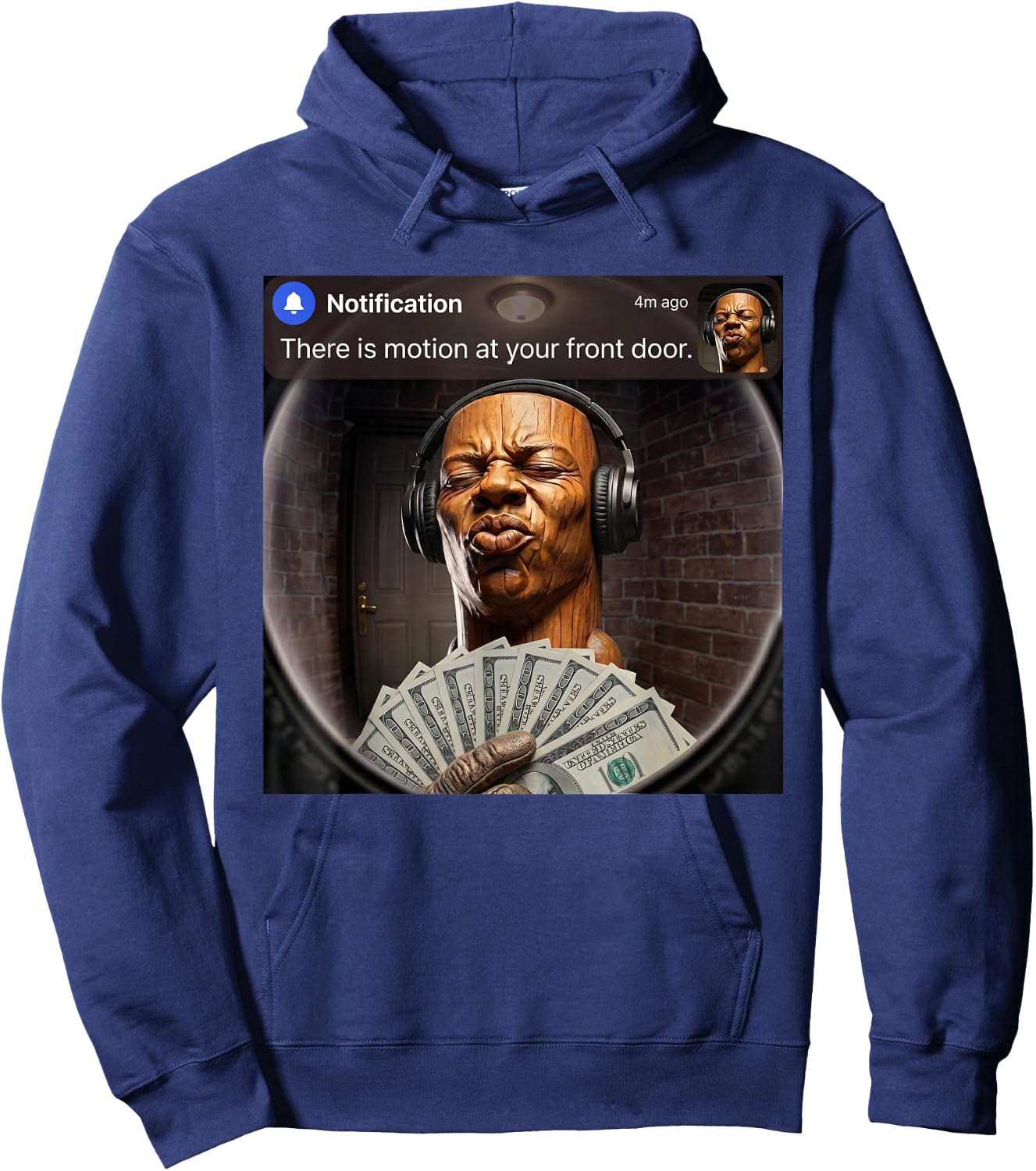 There is Motion at Your Front Door Speed Tung Sahur Meme Hoodie - Hoodie | Navy