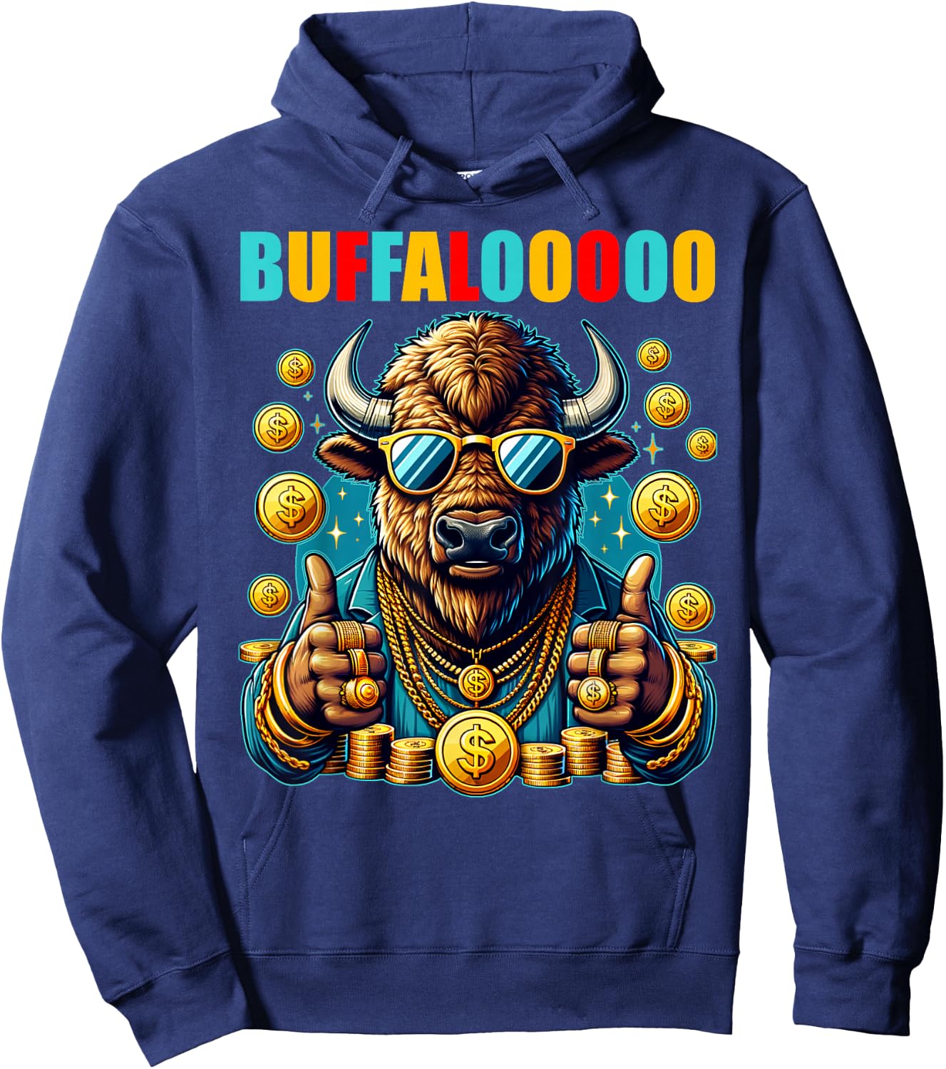 Lucky Buffalo Casino Slot Machine BUFFALOOOOO Gambling Hoodie - Hoodie | Navy
