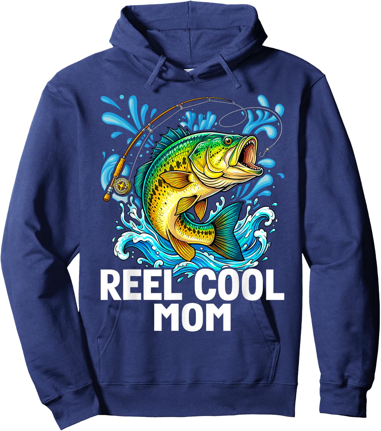 Reel Cool Mom Fishing Mom Birthday Vintage Hoodie - Hoodie | Navy