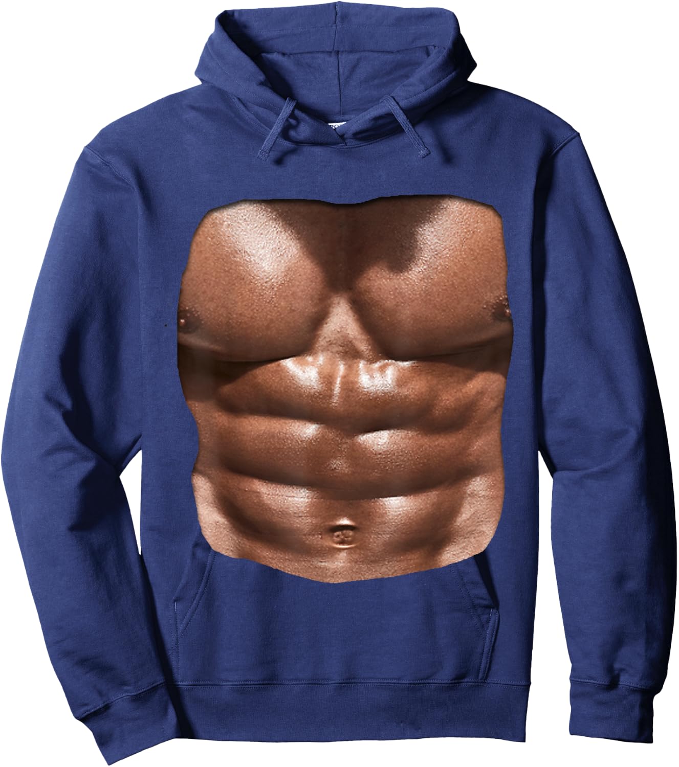 Fake Muscle Under Clothes Shirt Chest Six Pack Abs Hoodie - Hoodie | Navy